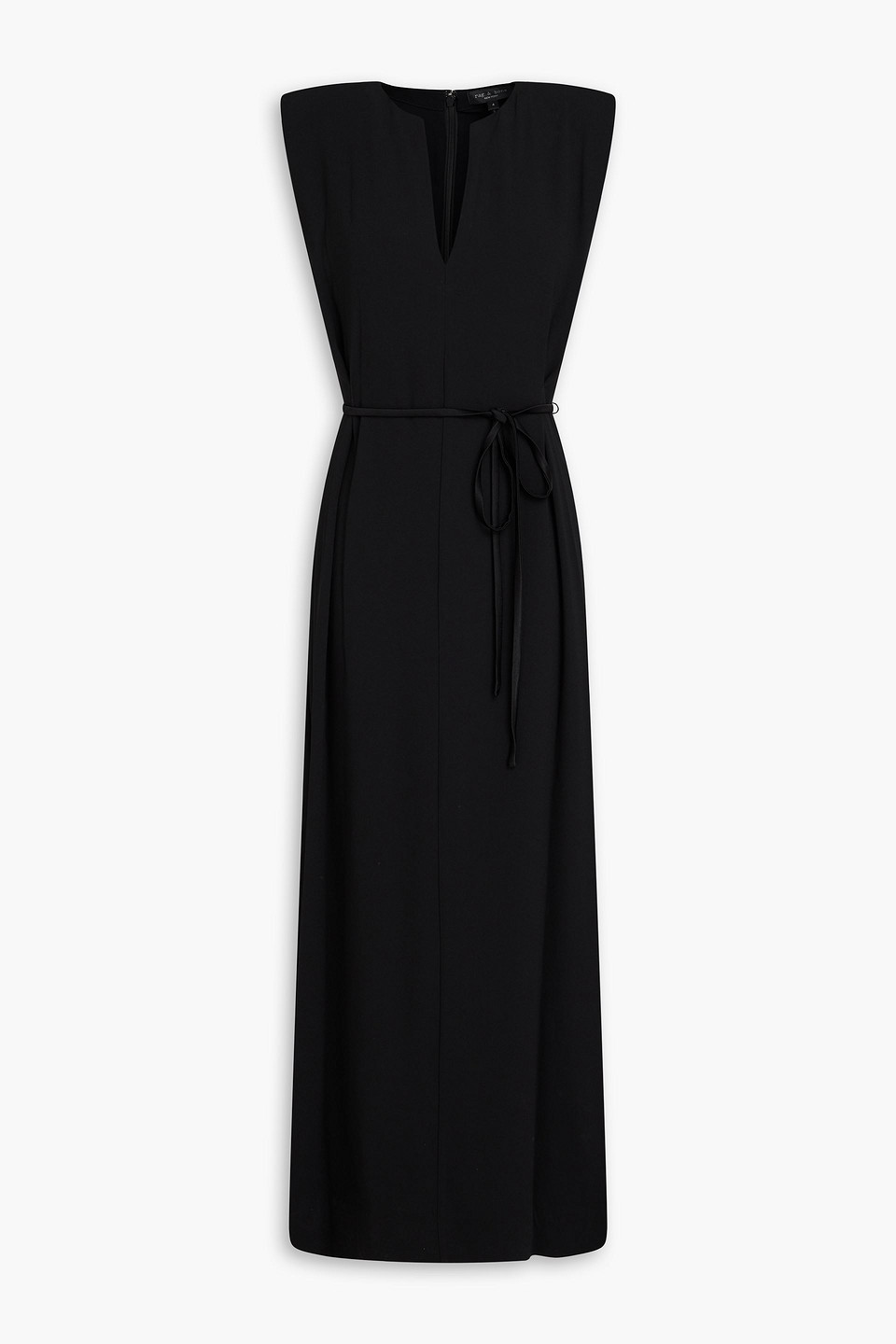 Rag & Bone Belted Crepe Midi Dress In Black