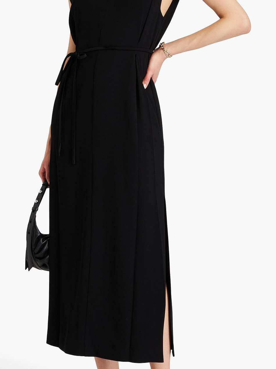harriet belted crepe midi dress