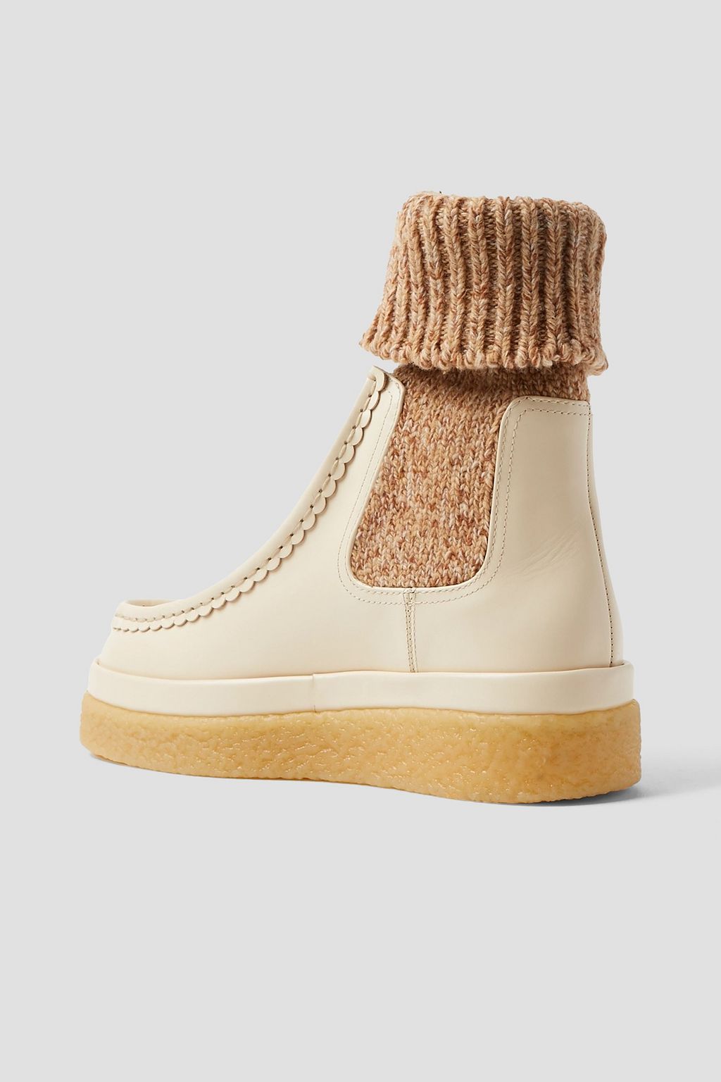 CHLOÉ Jamie leather and ribbed-knit ankle boots