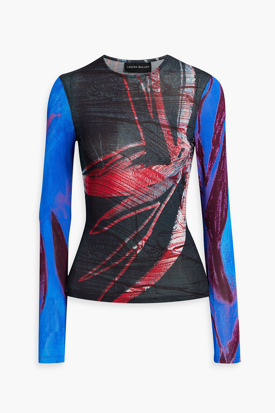 Louisa Ballou Printed Stretch-jersey Top In Red