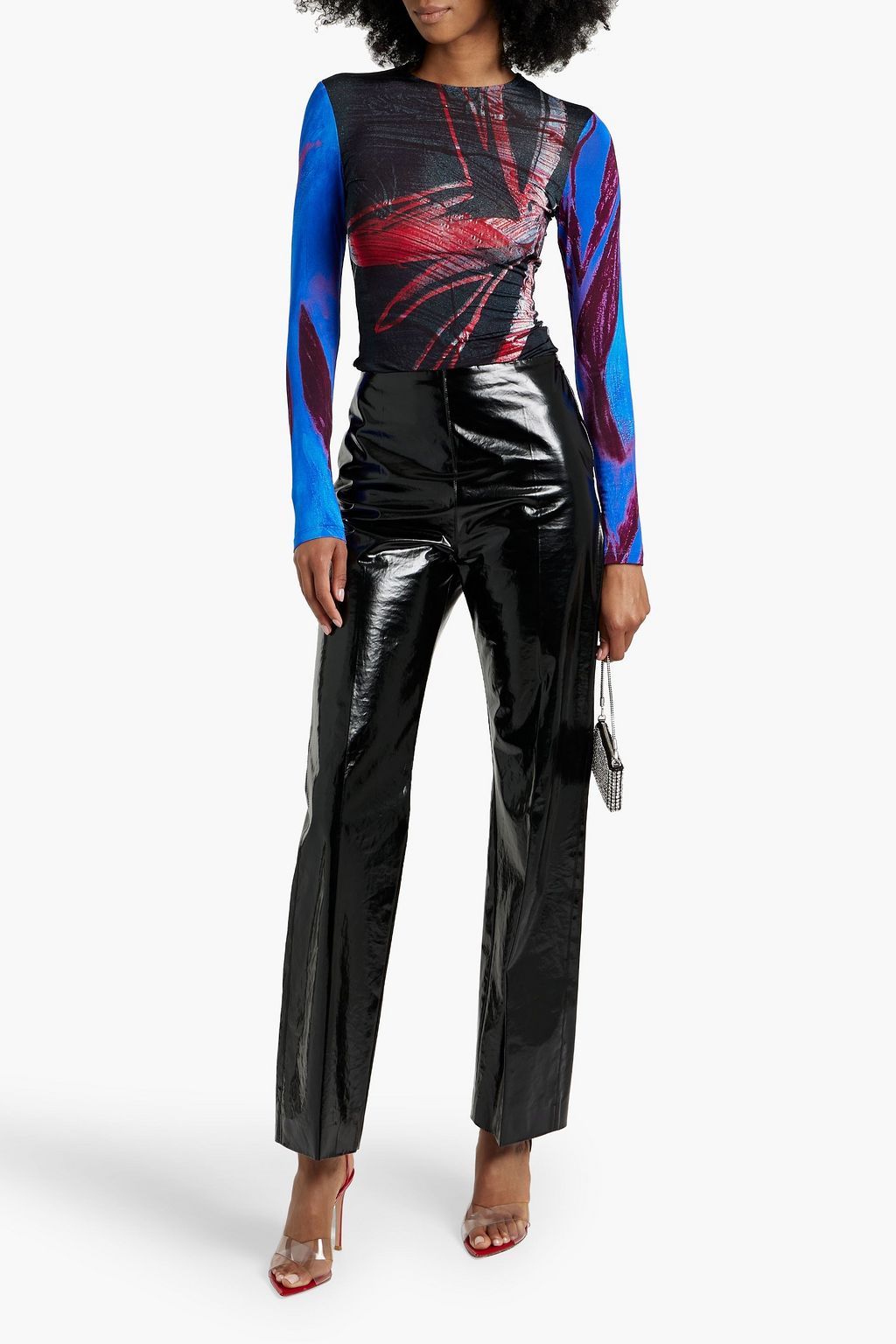 LOUISA BALLOU Printed stretch-mesh top