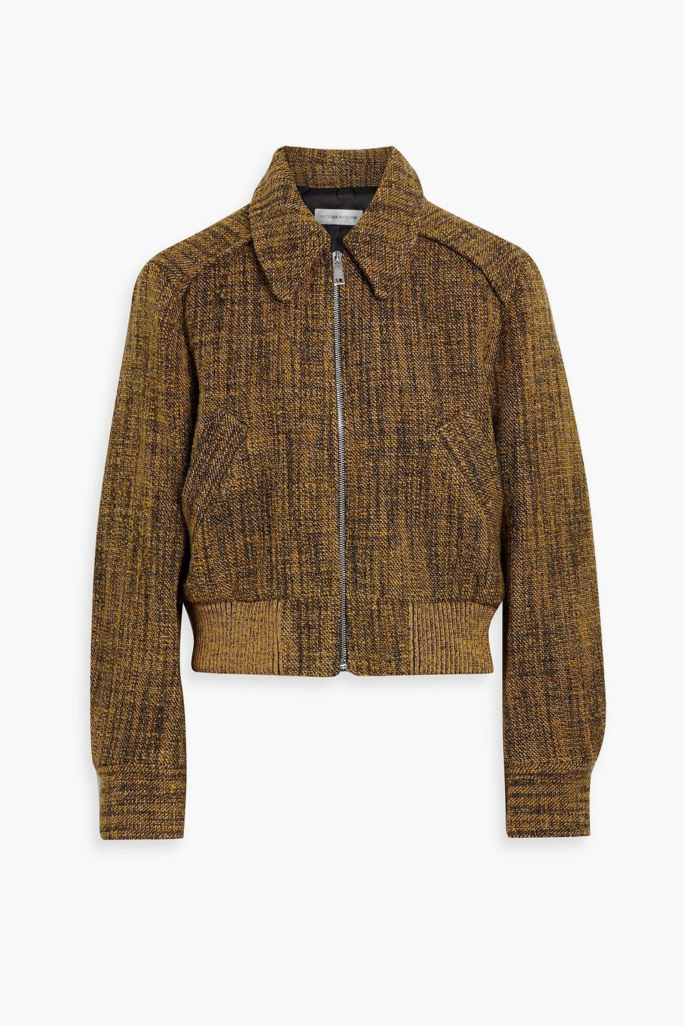 Victoria Beckham Wool-blend Bouclé-tweed Jacket In Mustard