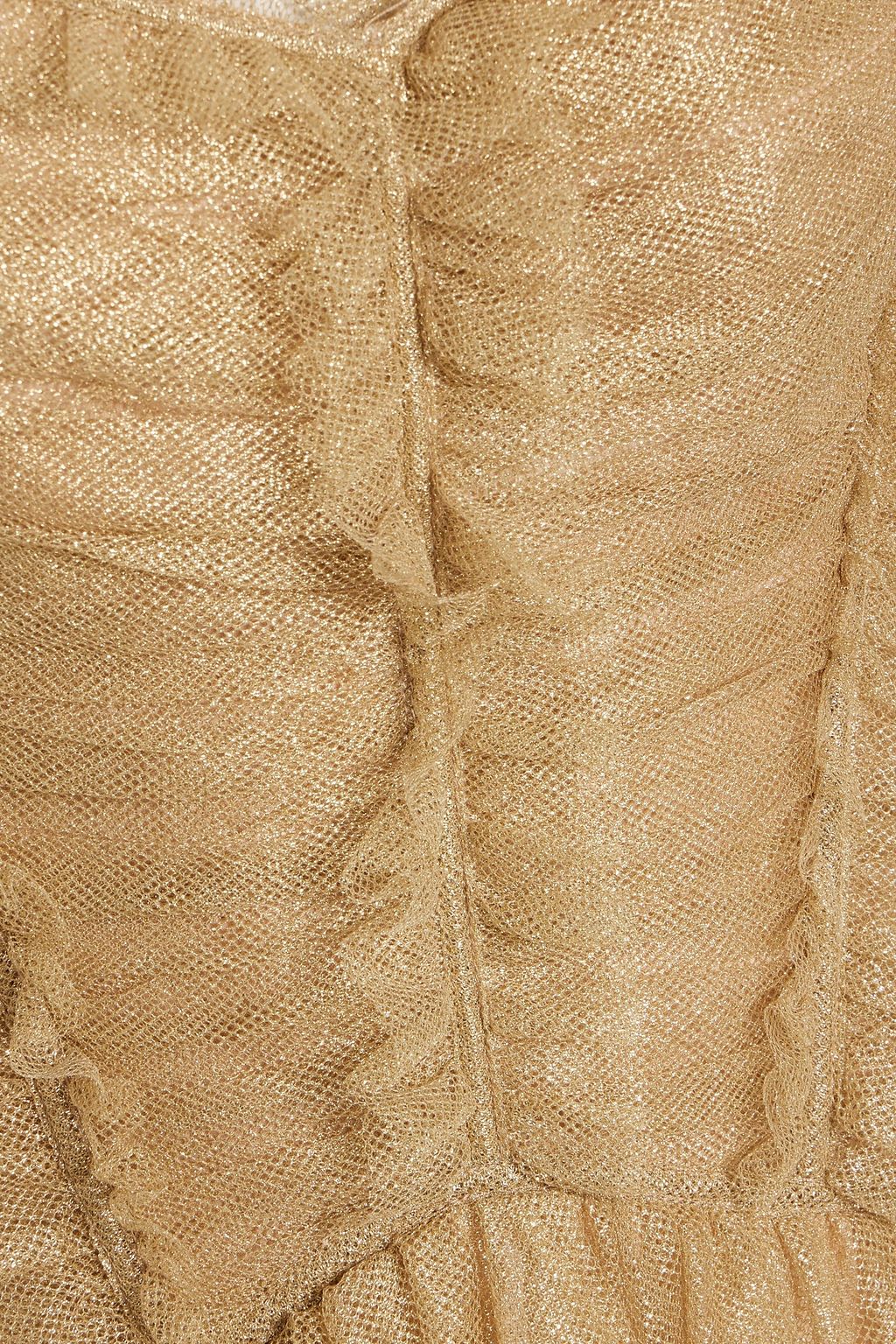 ZIMMERMANN Off-the-shoulder gathered metallic tulle midi dress