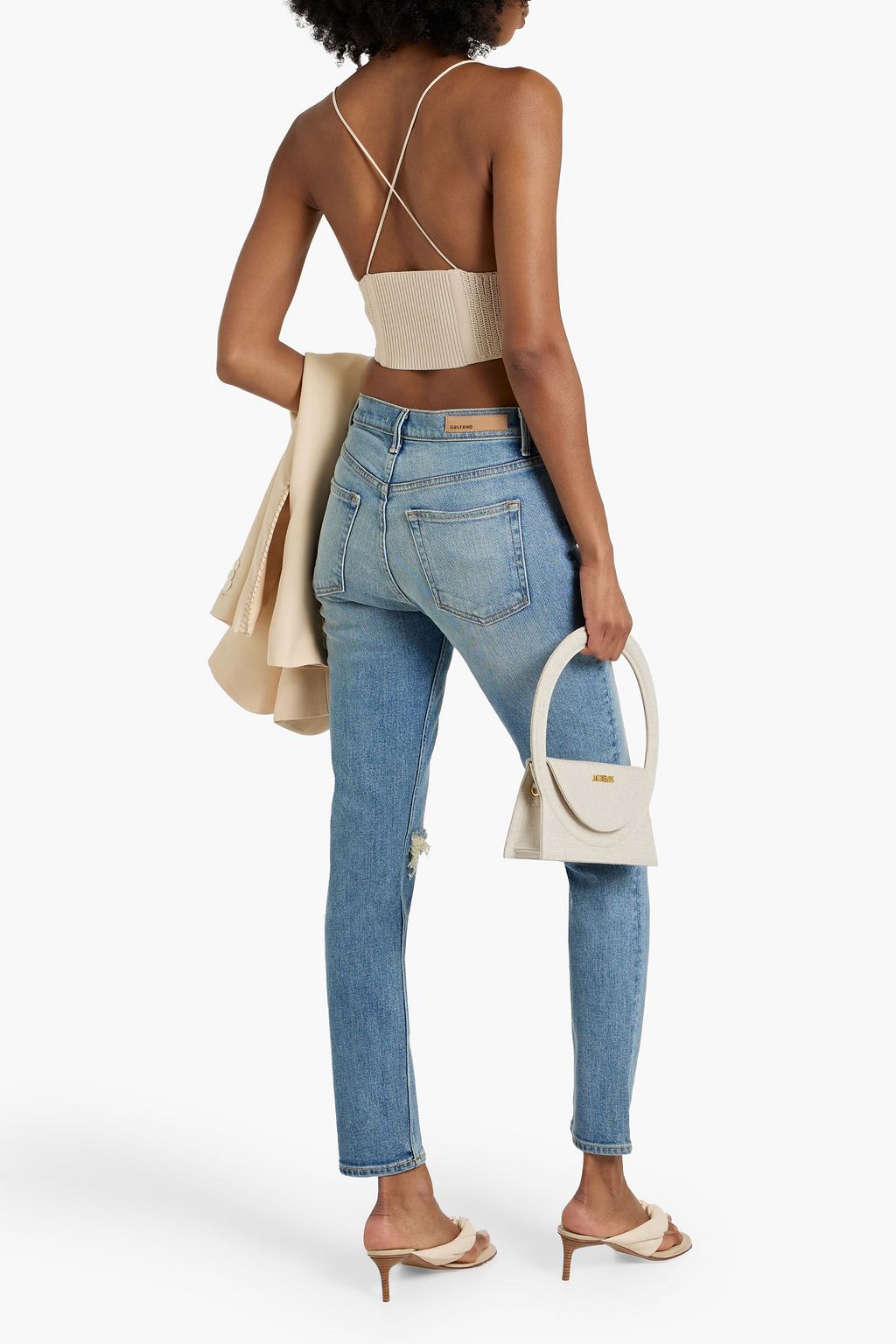 GRLFRND Karolina distressed high-rise slim-leg jeans