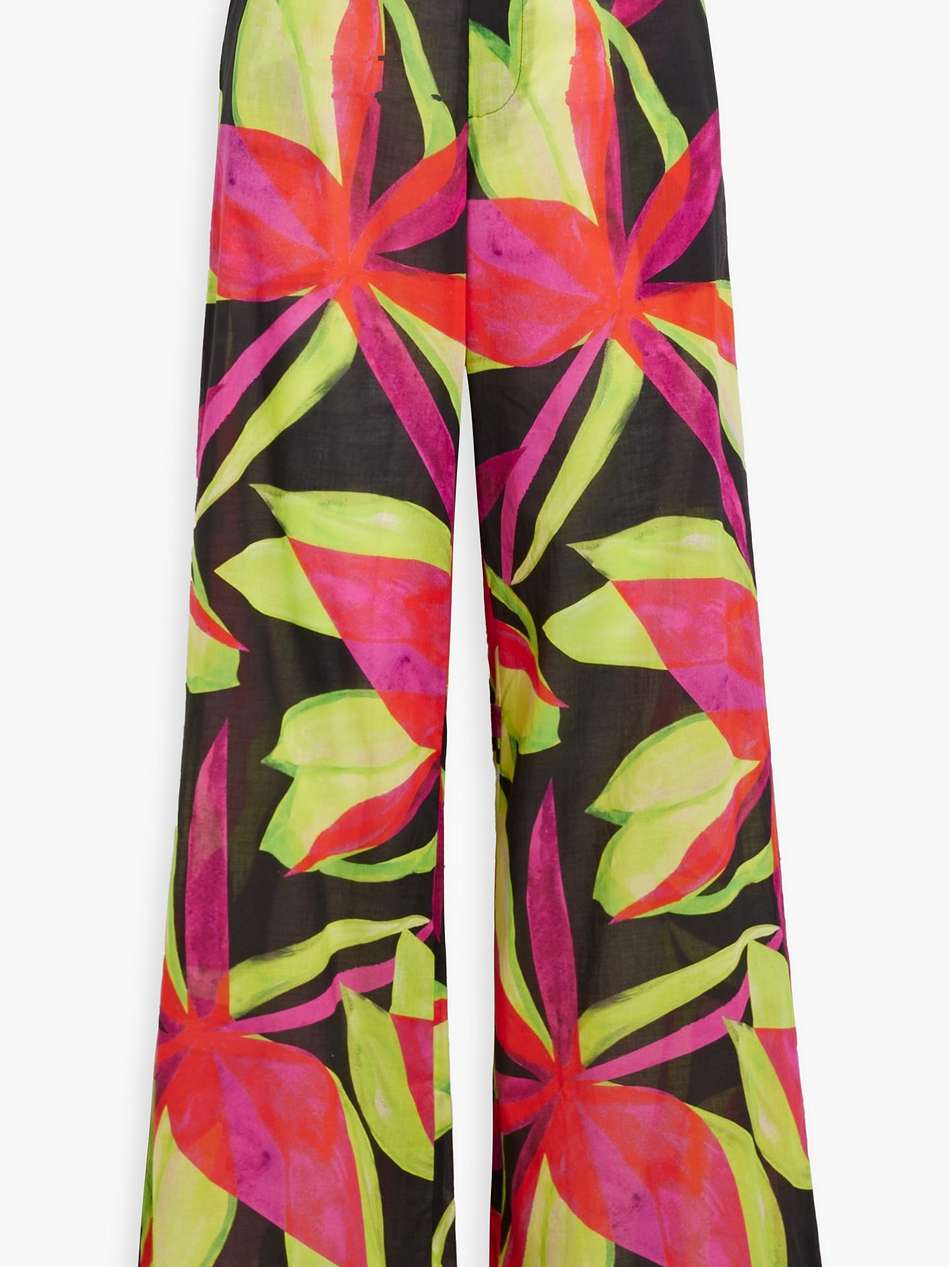 floral-print voile wide-leg pants