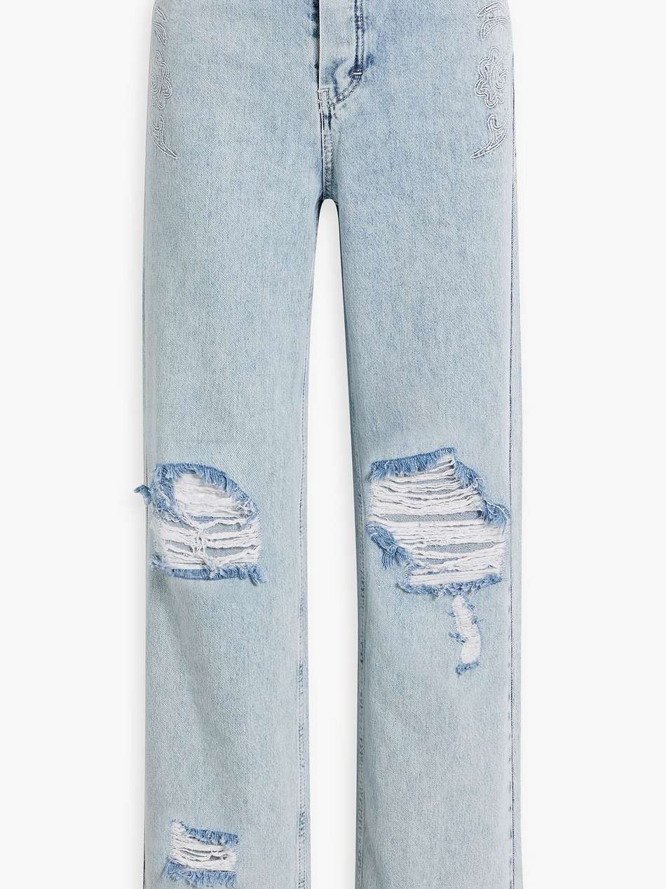 neptune distressed embroidered high-rise straight-leg jeans