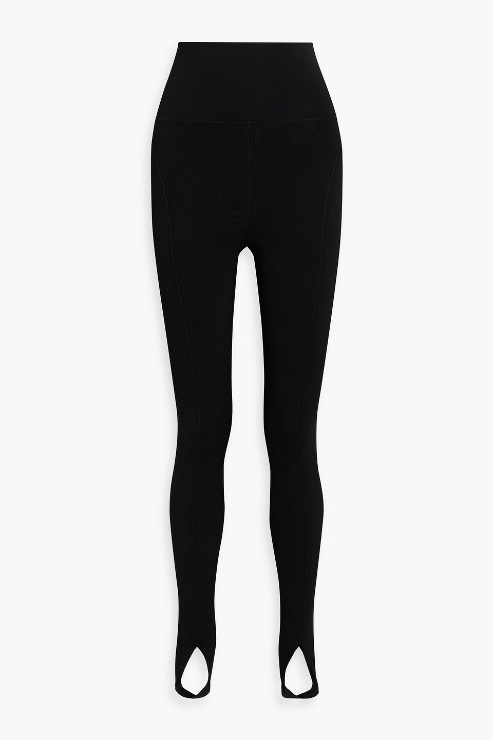 Stirrup ribbed-knit leggings