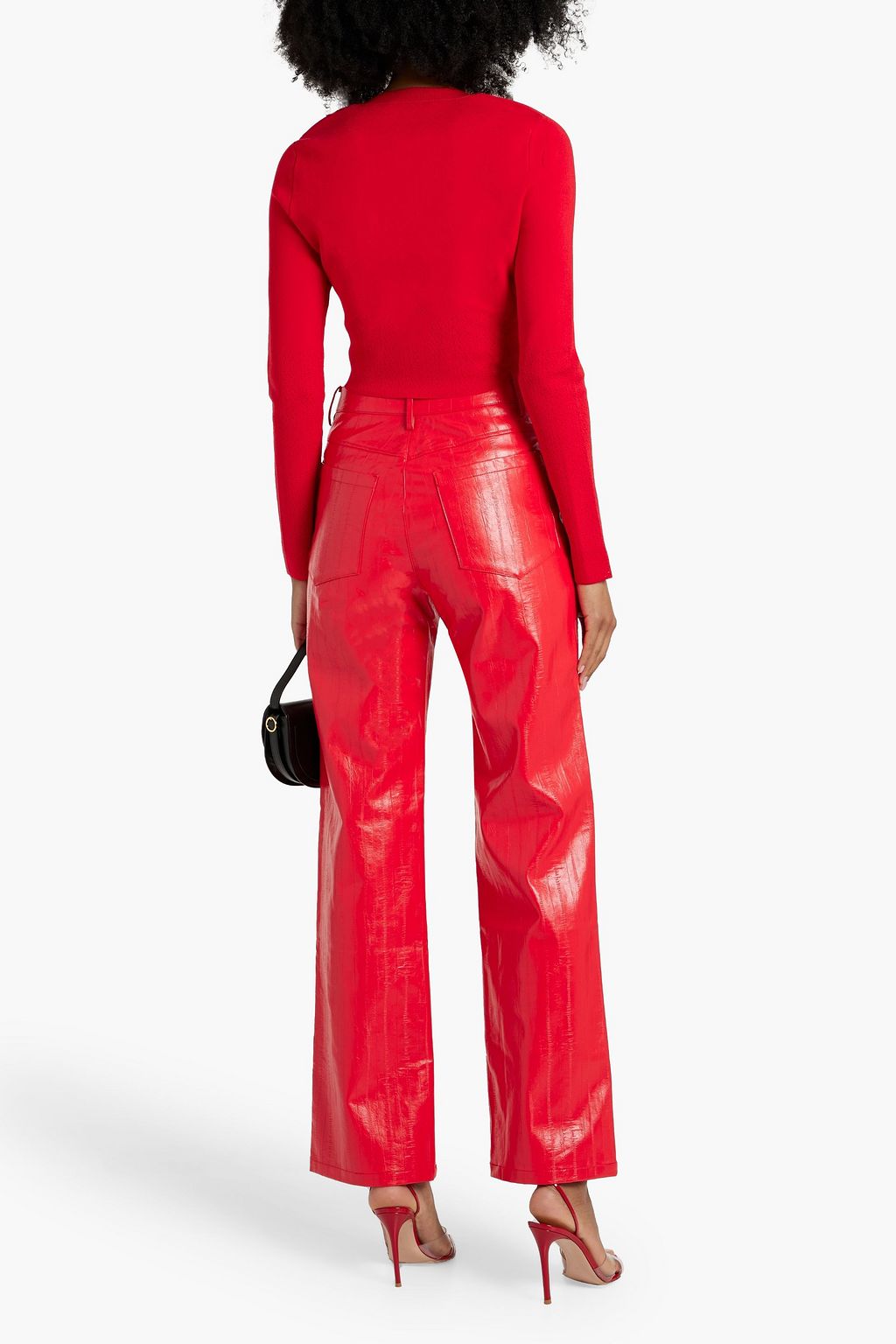 VB BODY VICTORIA BECKHAM Pointelle-trimmed stretch-kinit cardigan