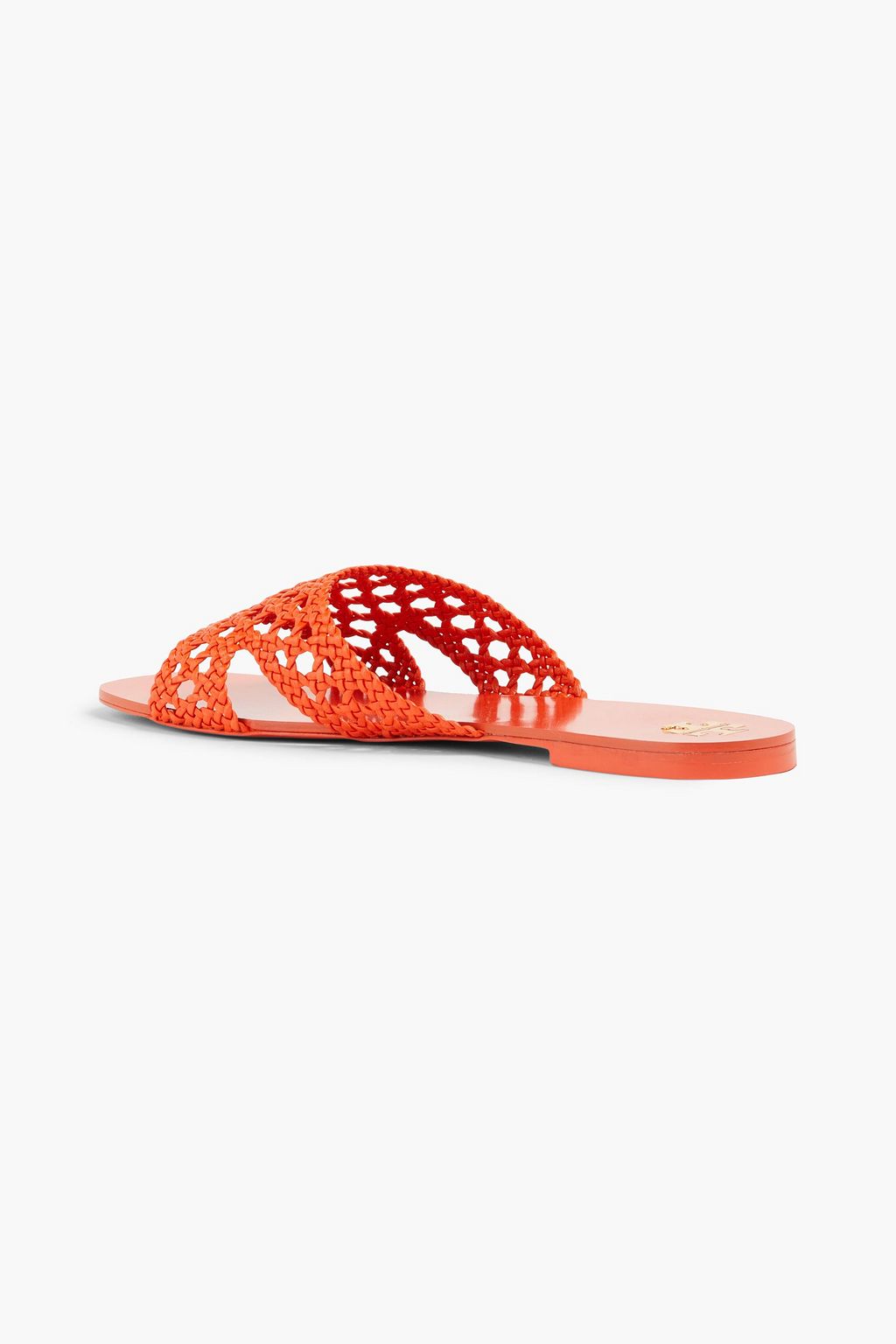 TORY BURCH 우븐 가죽 슬라이드 샌들