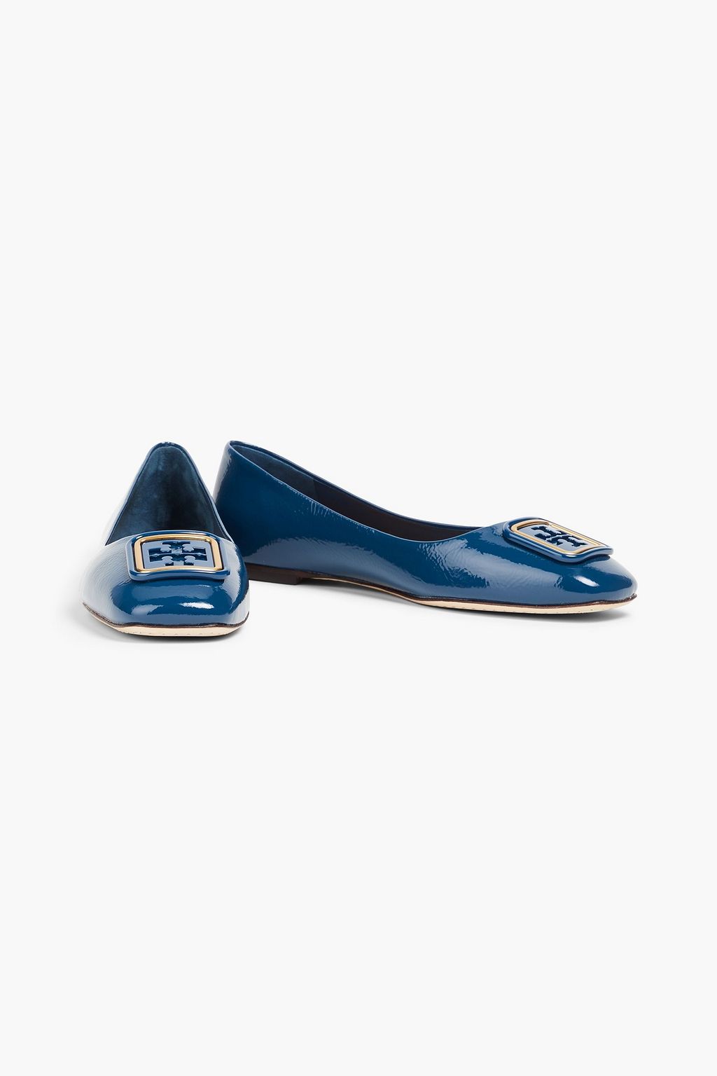 TORY BURCH حذاء باليرينا مسطح "جورجيا" من الجلد اللامع مزين بزخارف