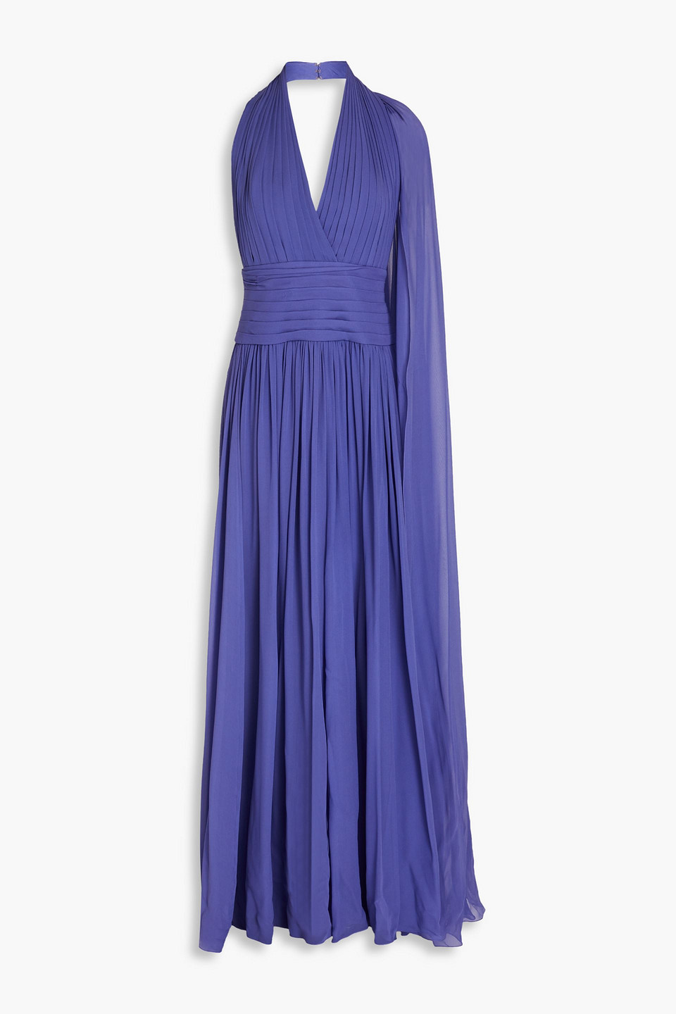 ELIE SAAB WRAP-EFFECT PLEATED SILK-GEORGETTE MAXI DRESS