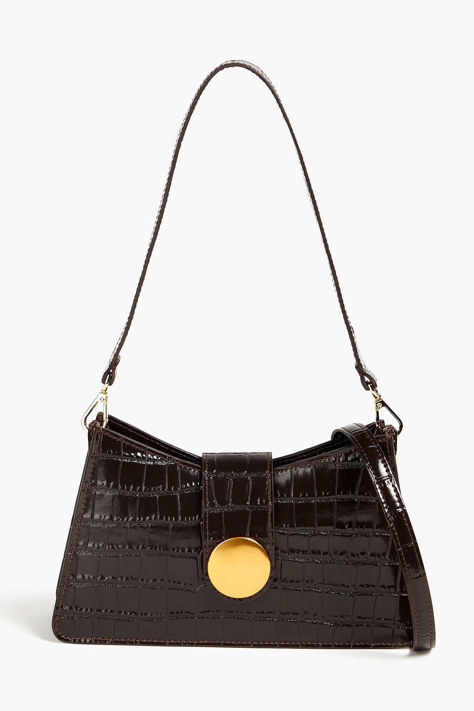 Elleme Baguette Croc-effect Leather Shoulder Bag In Brown