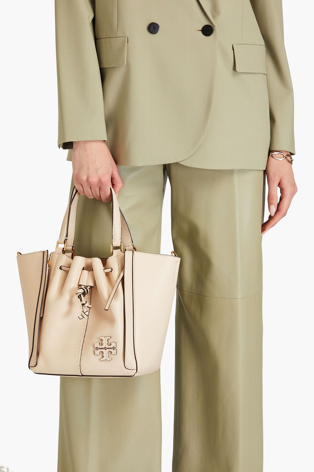 TORY BURCH McGraw Dragonfly smooth and pebbled-leather tote