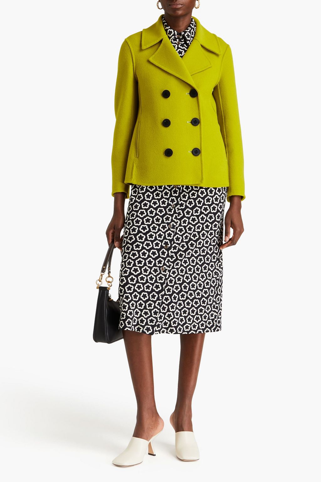 TORY BURCH معطف من صوف اللبّاد وبصفين من الأزرار