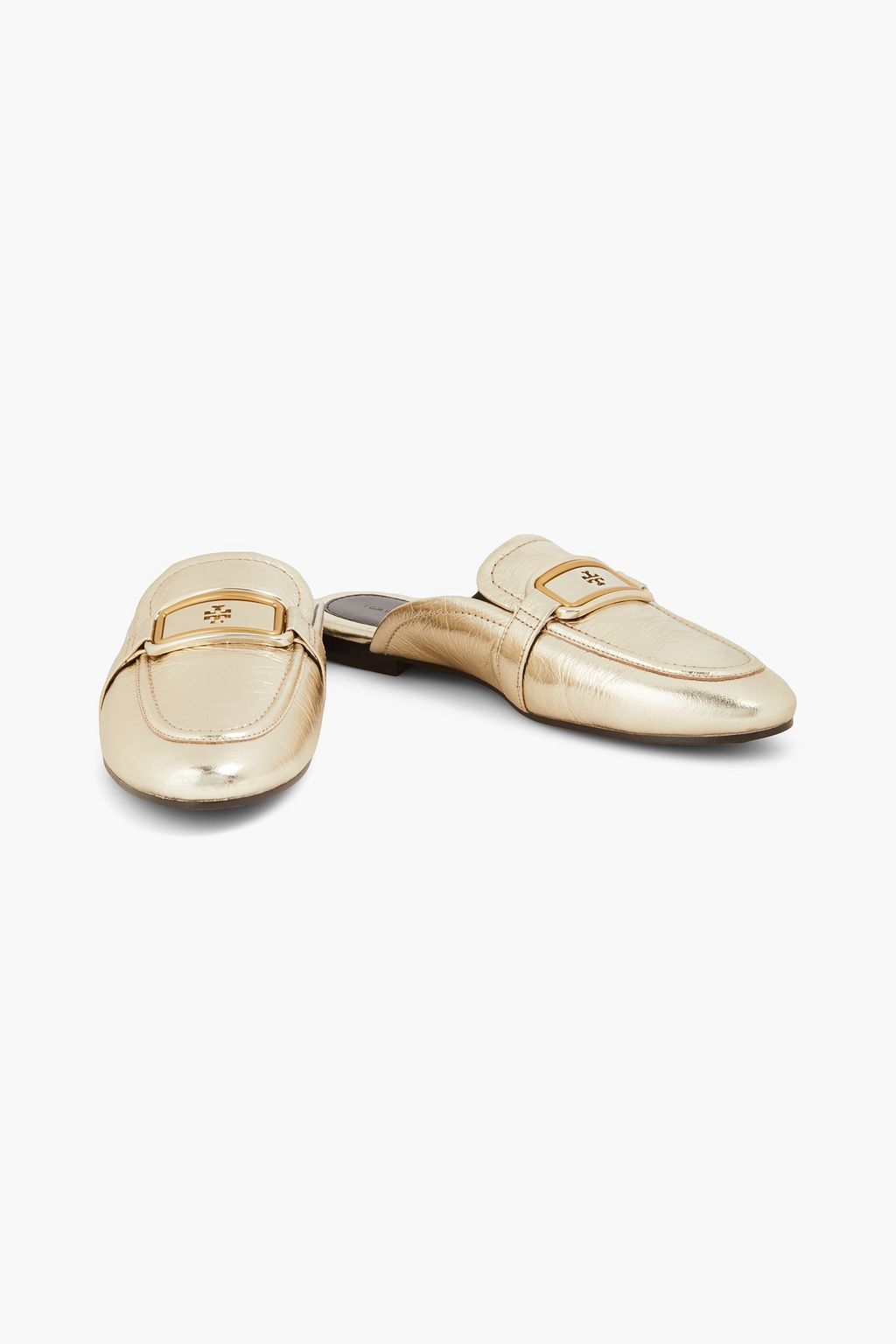 TORY BURCH 조지아 장식 디테일 메탈릭 가죽 슬리퍼