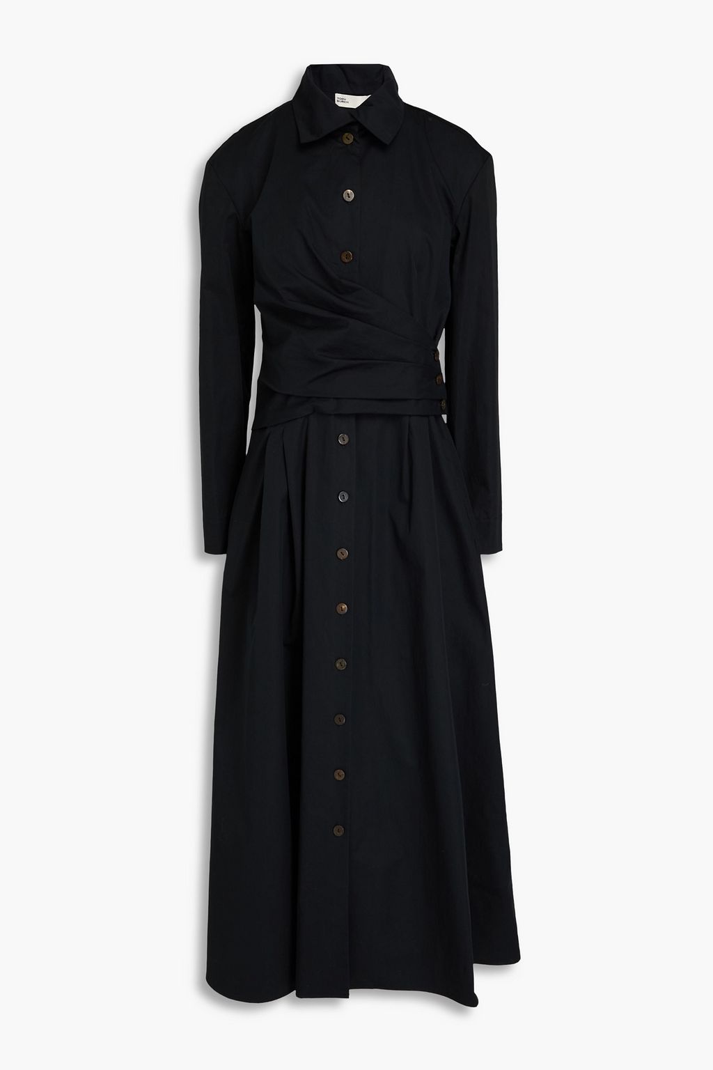TORY BURCH Pleated cotton poplin midi shirt dress THE OUTNET