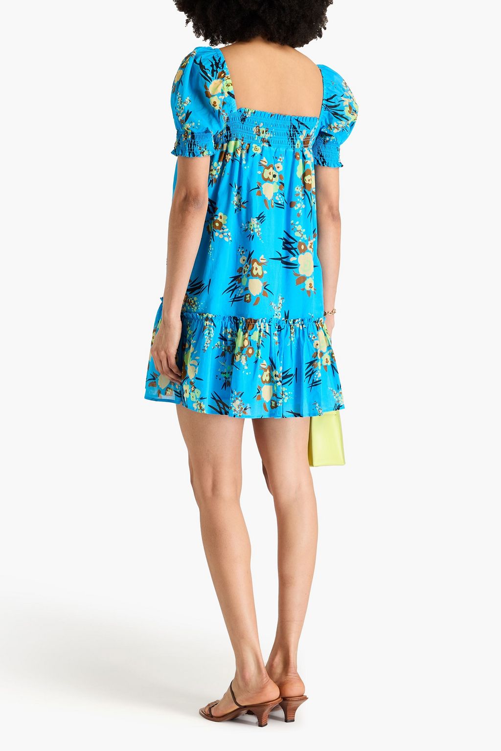 TORY BURCH コットンモスリン ミニワンピース ラッフル付き フローラルプリント