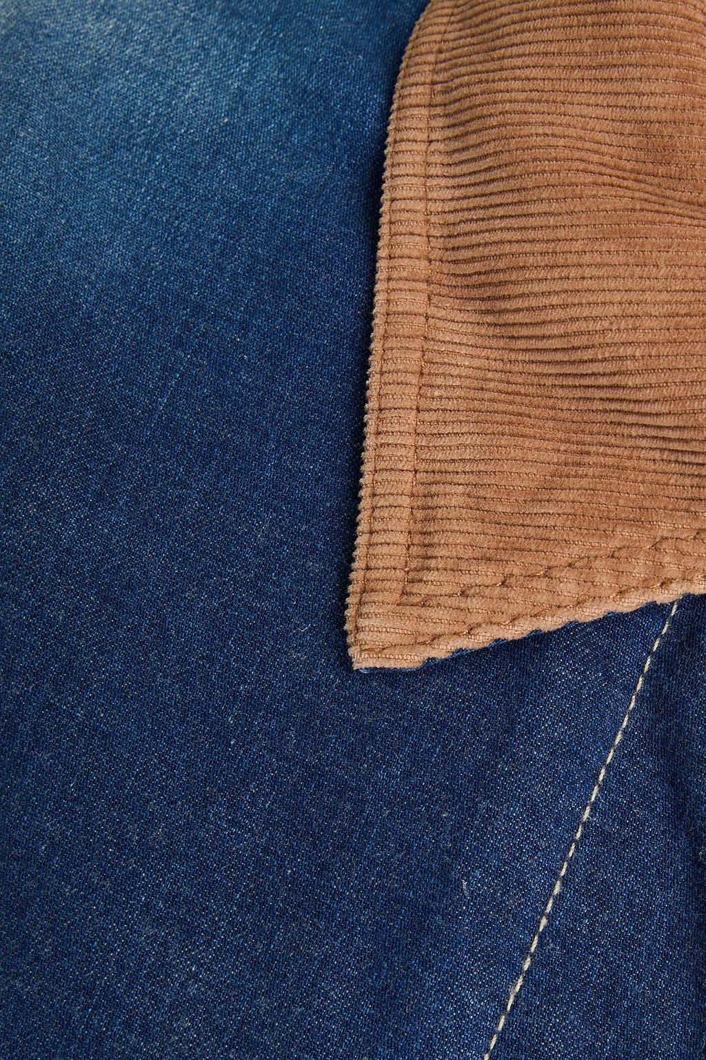 GUCCI Cropped corduroy-trimmed denim jacket