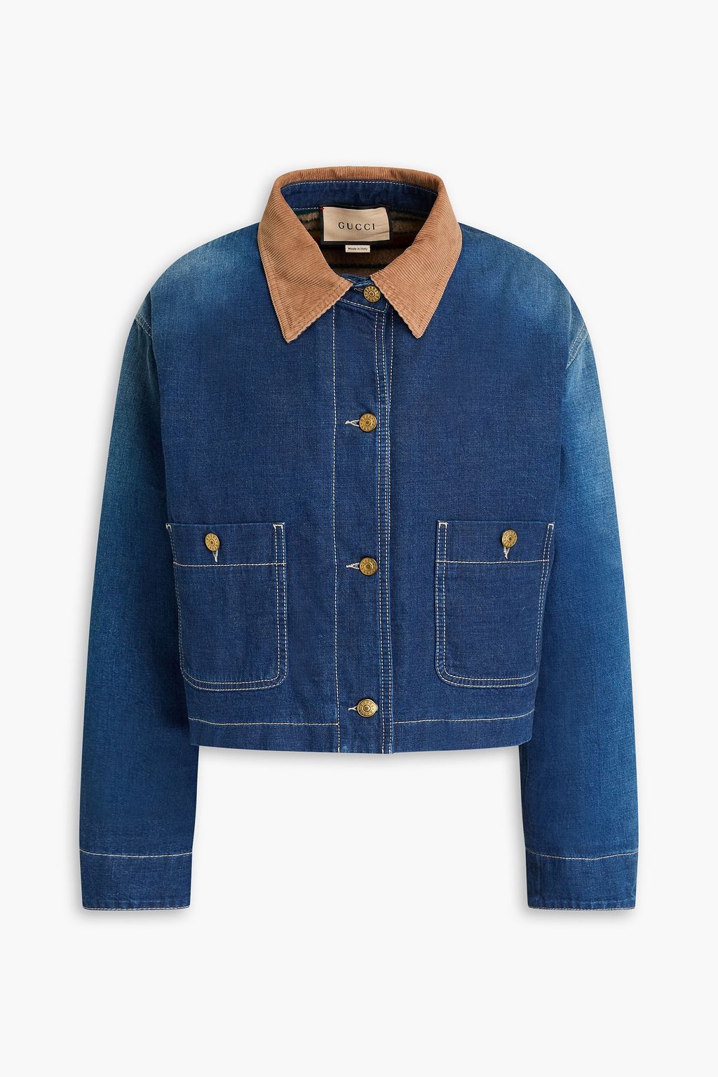 Gucci Corduroy trimmed denim jacket Women Mid denim Denim IT 40