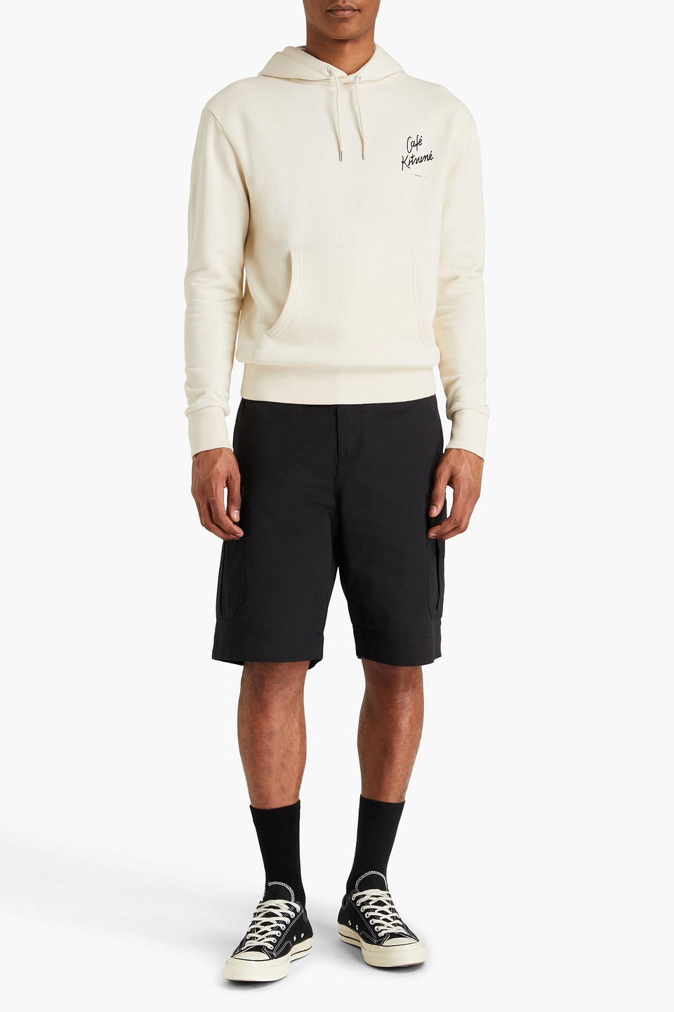 Café Kitsuné Logo-print French Cotton-terry Hoodie In Cream