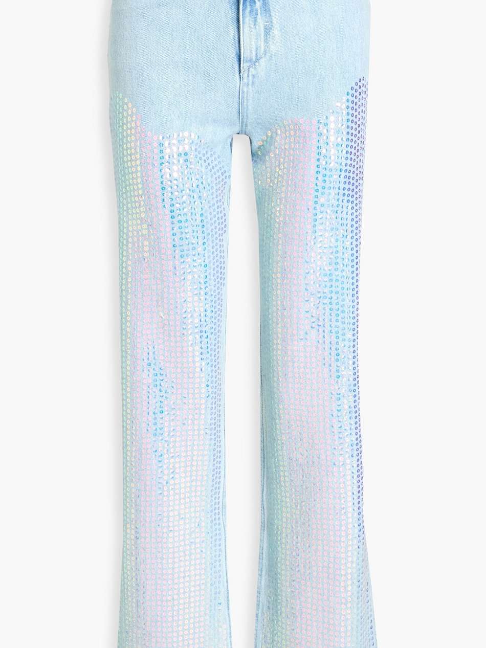 rose sequined high-rise straight-leg jeans