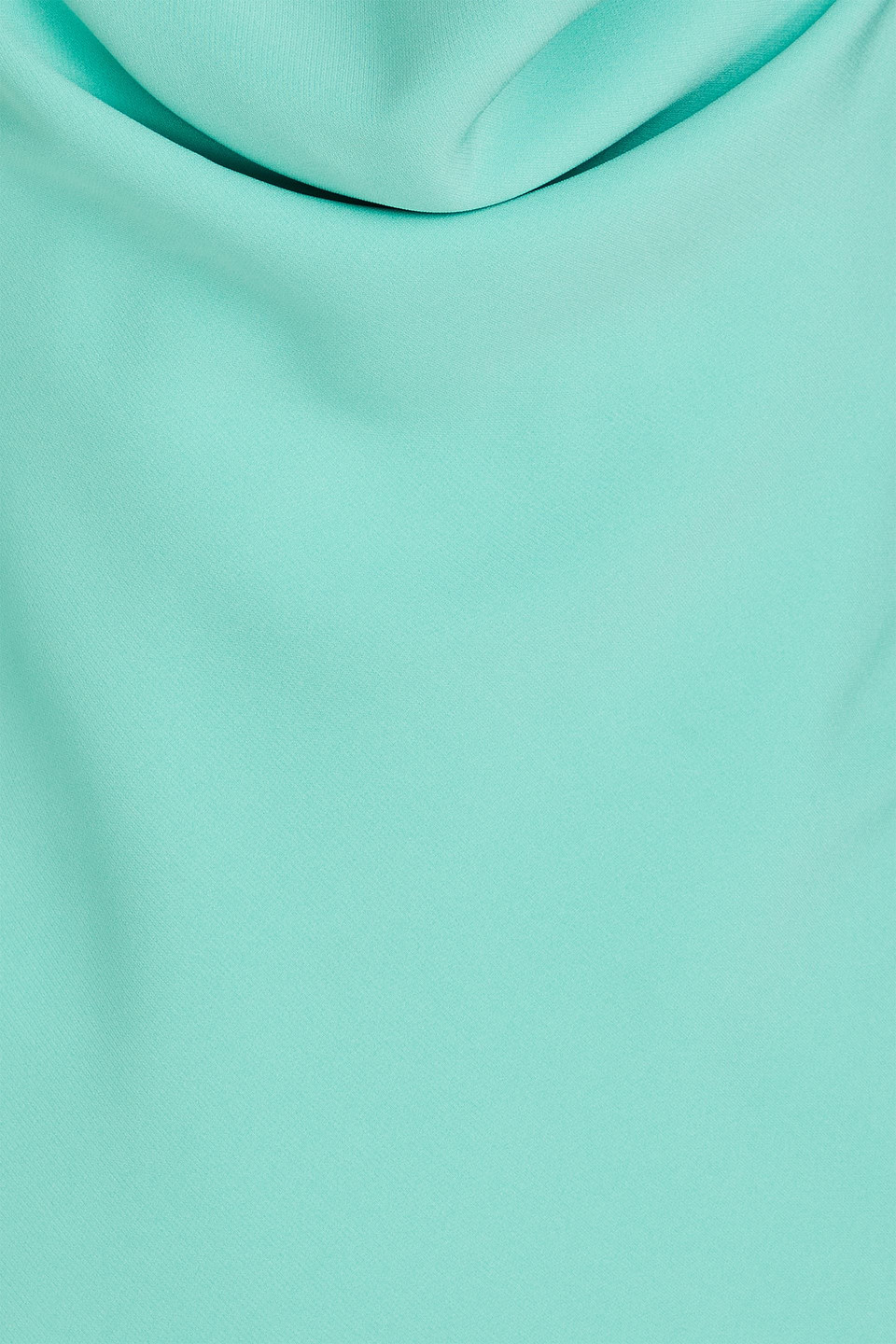 OSCAR DE LA RENTA TULLE-PANELED DRAPED SILK-BLEND CREPE BLOUSE 