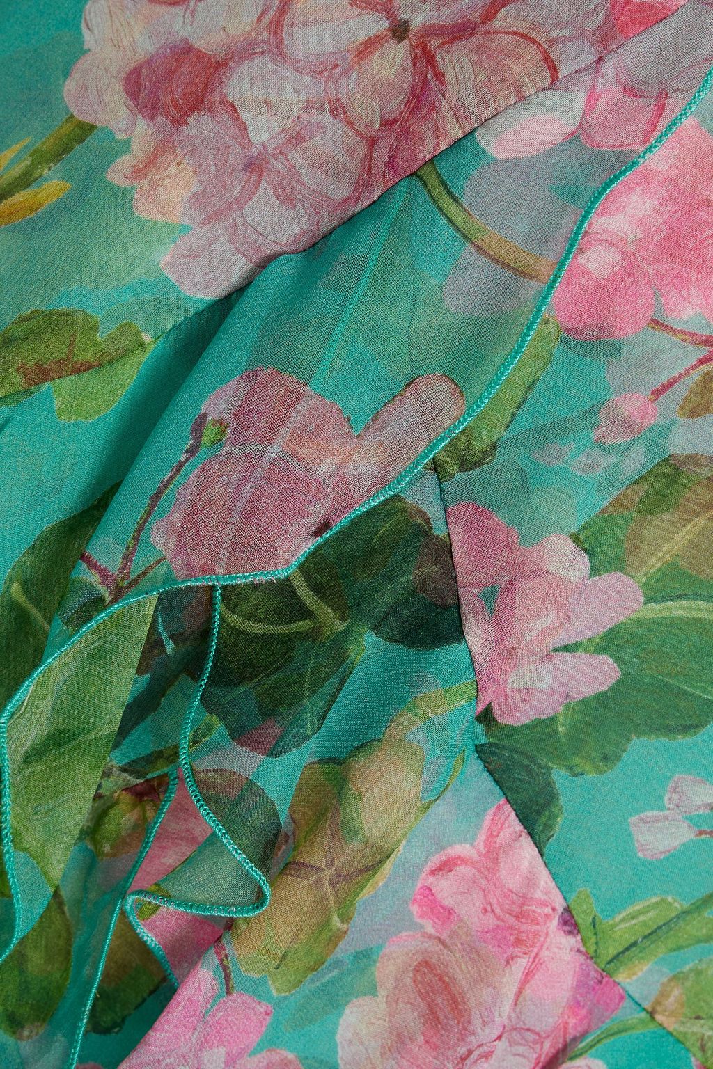 OSCAR DE LA RENTA Tiered floral-print silk-chiffon halterneck gown