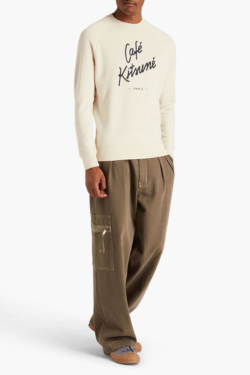 CAFÉ KITSUNÉ Logo-print French cotton-terry hoodie