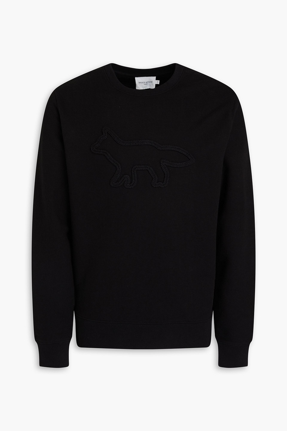 Maison Kitsuné Appliquéd Cotton-blend Fleece Sweatshirt In Black