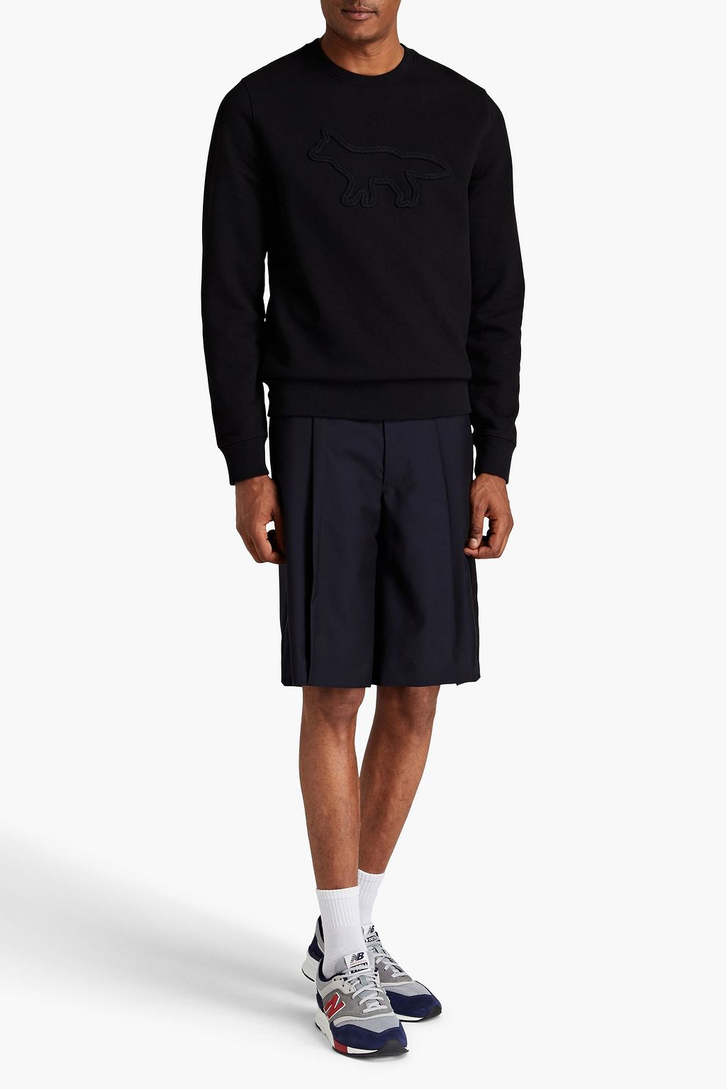 MAISON KITSUNÉ Appliquéd cotton-blend fleece sweatshirt