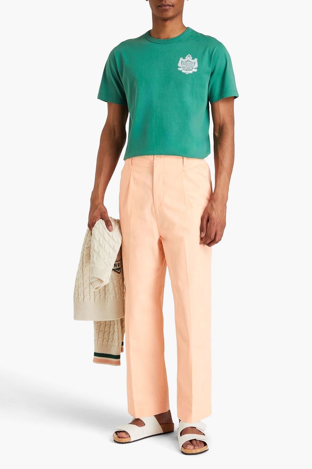 MAISON KITSUNÉ 스티치 디테일 코튼 립스탑 팬츠