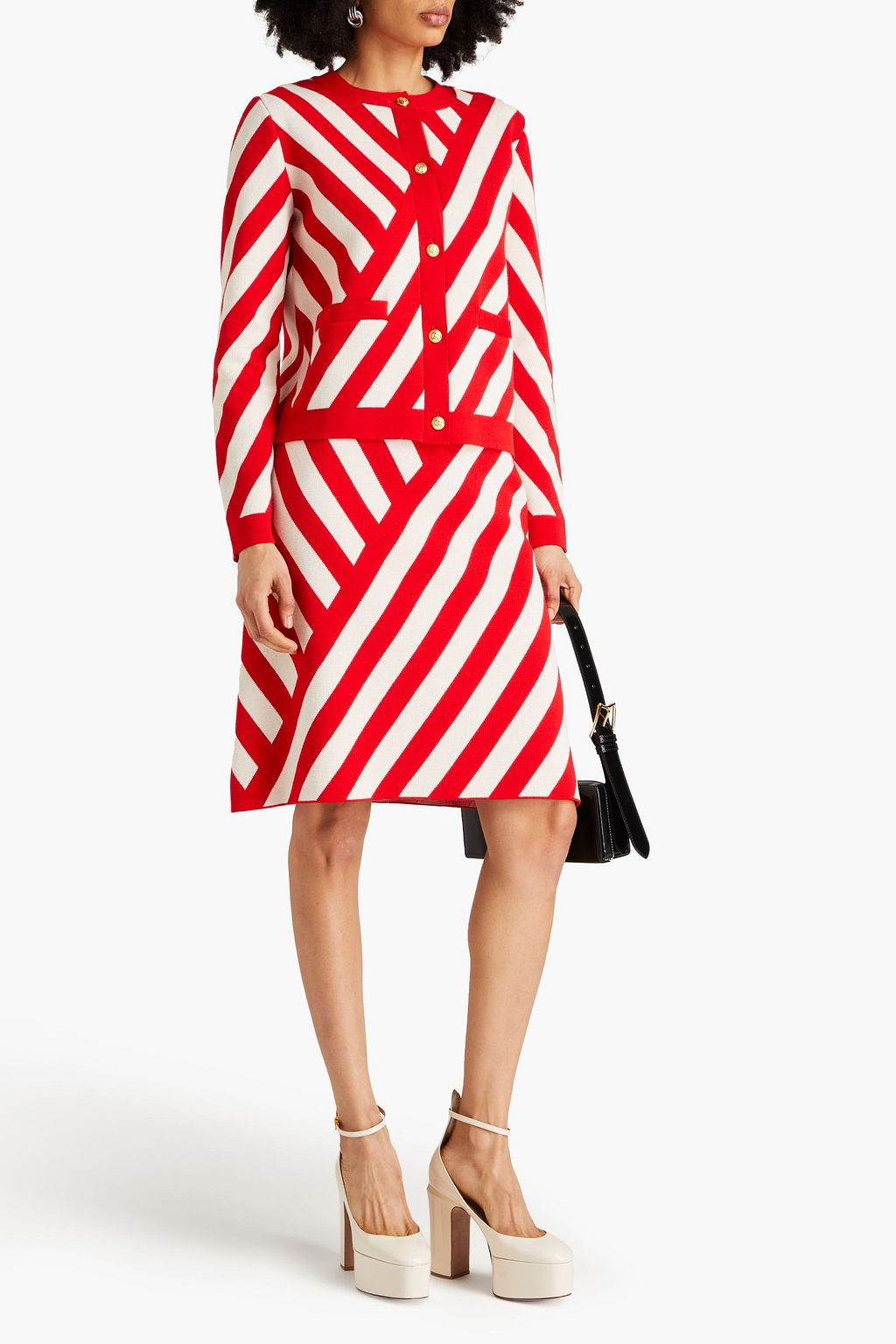 GUCCI Striped wool and cotton-blend skirt