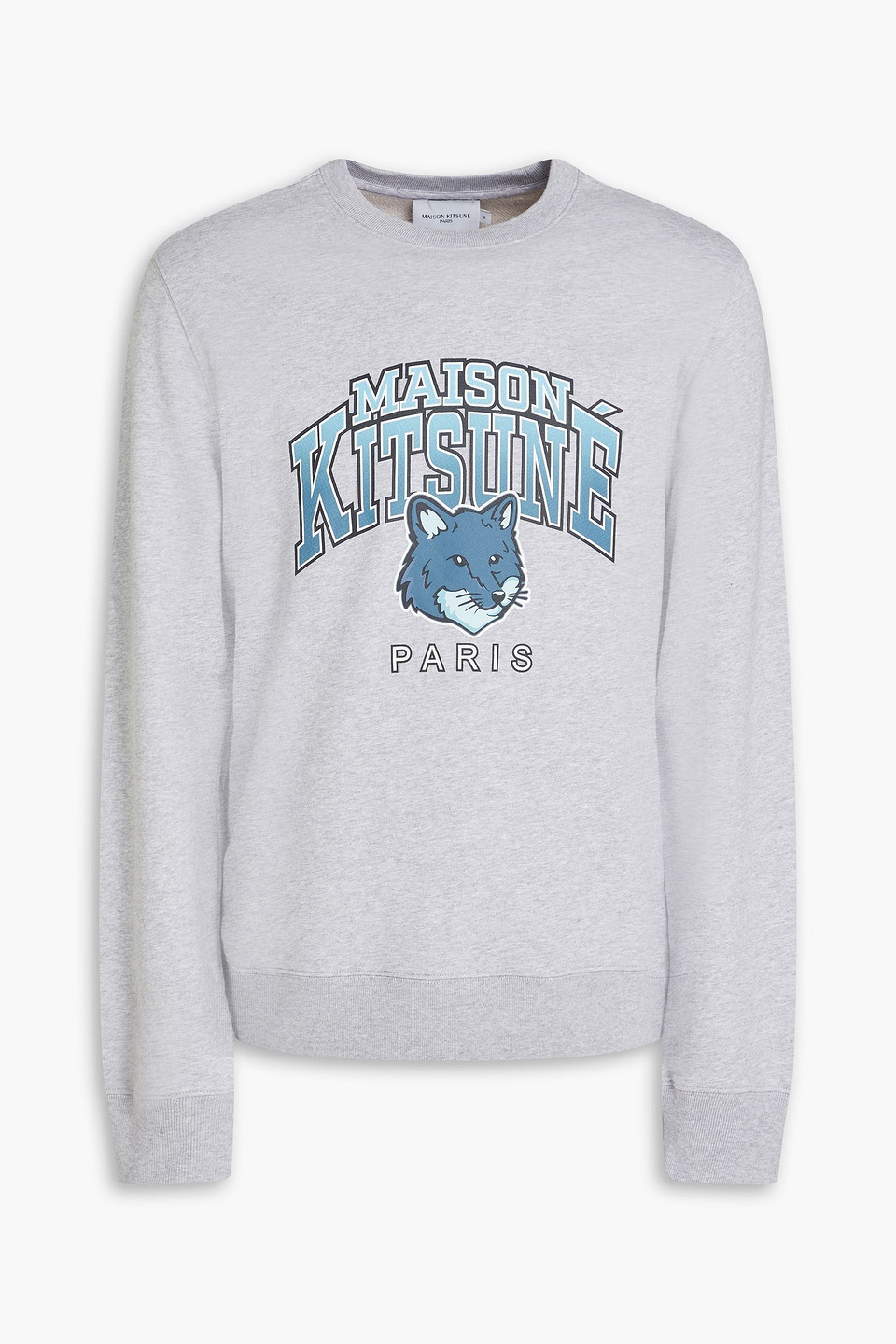 Maison Kitsuné Printed French Cotton-terry Sweatshirt In Gray