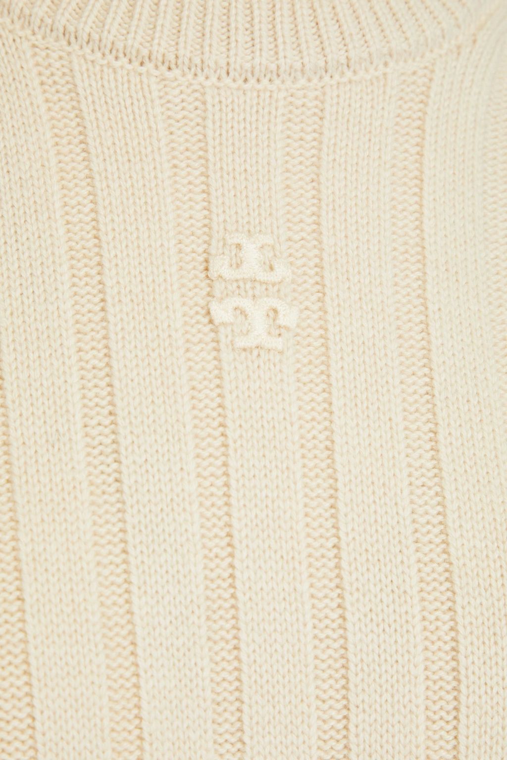 TORY BURCH 자수 장식 리브 캐시미어 스웨터