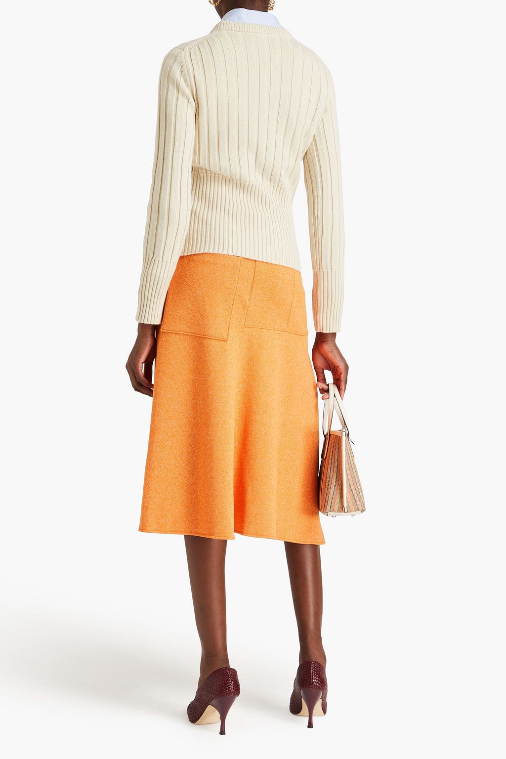 TORY BURCH 자수 장식 리브 캐시미어 스웨터