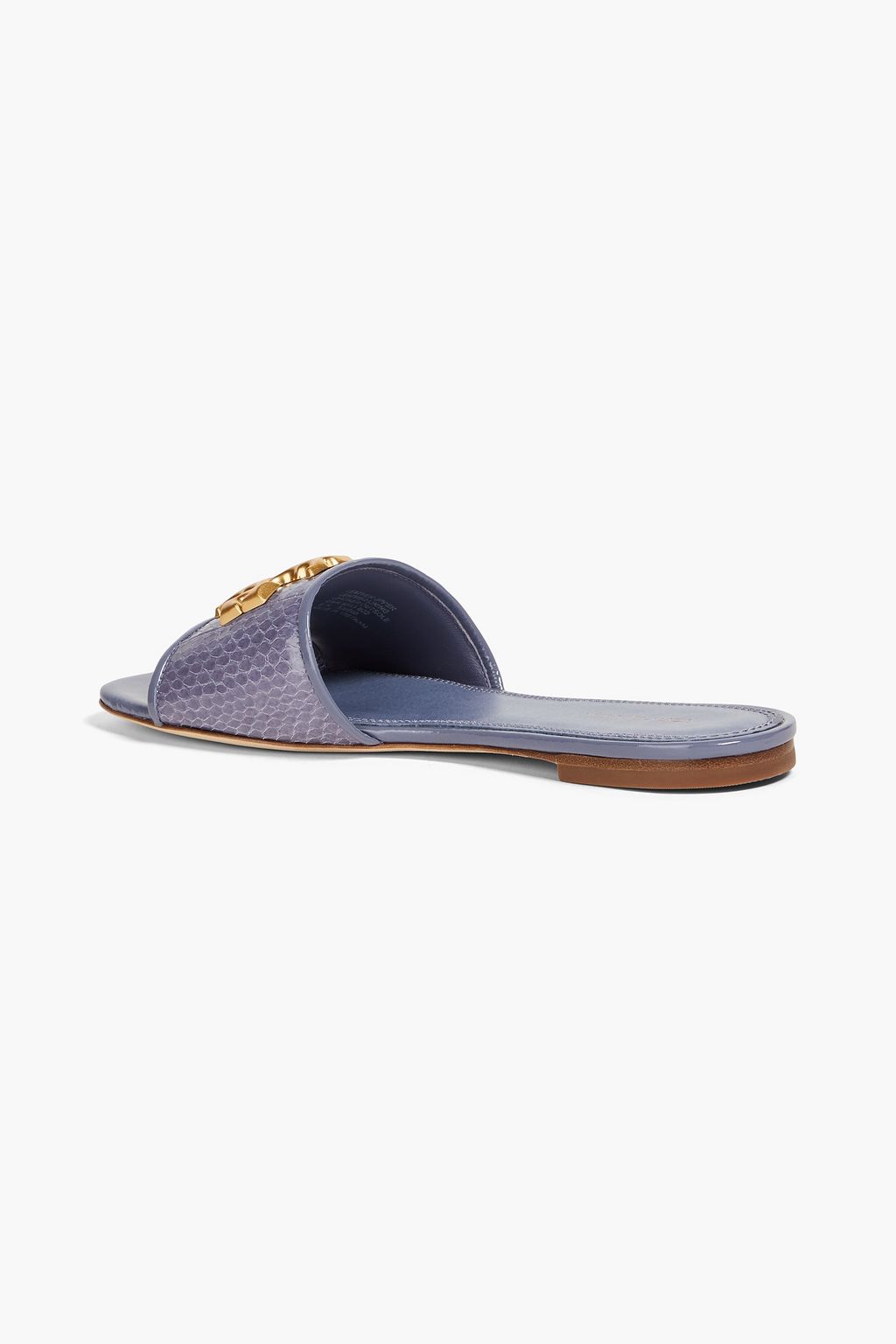 TORY BURCH Pantoletten aus Lackleder mit Logoverzierung