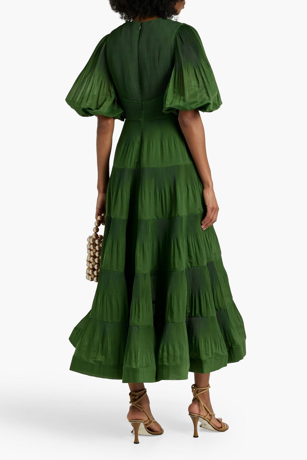 ZIMMERMANN Tiered plissé-organza midi dress
