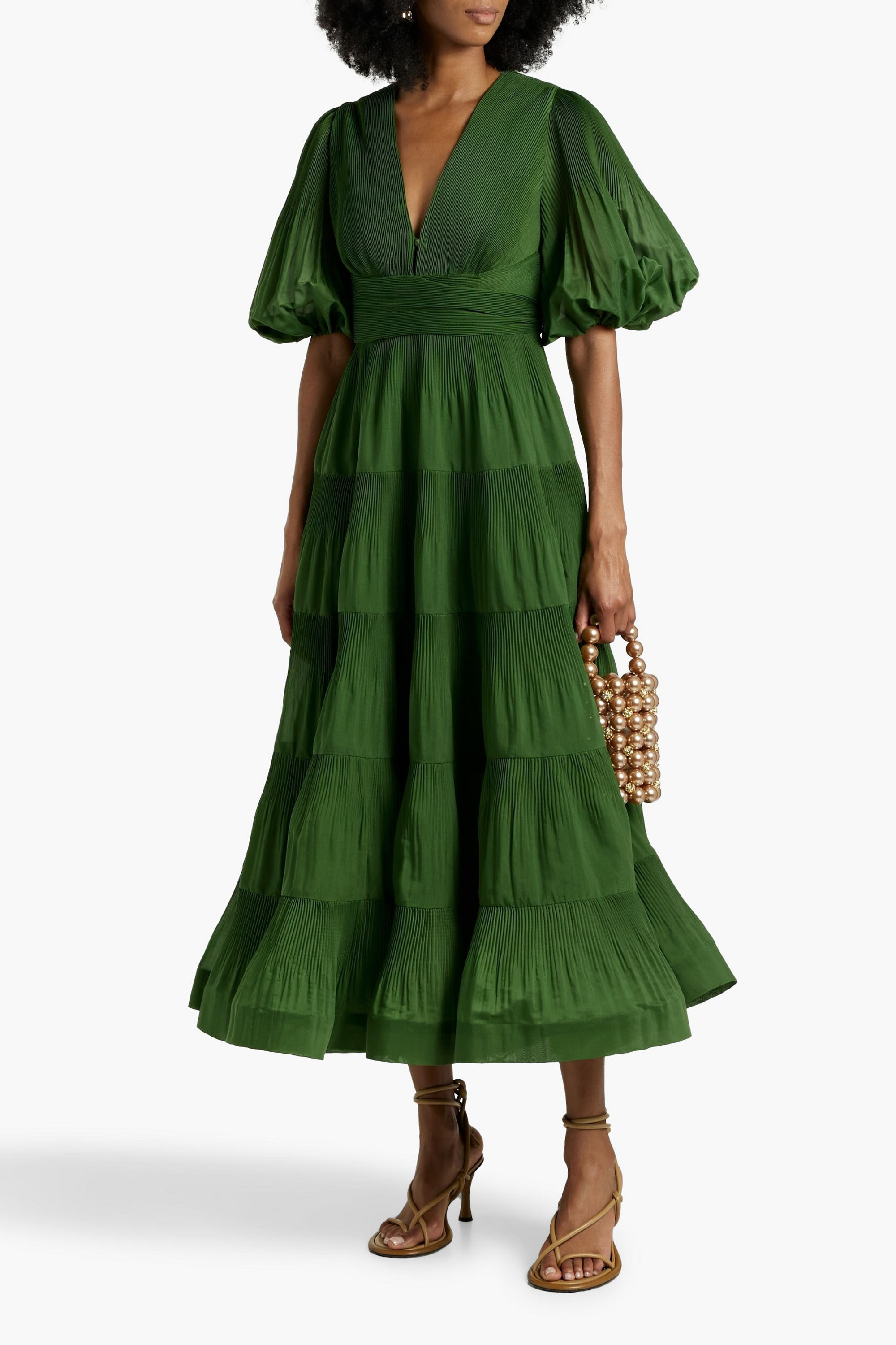 Zimmermann Tiered plissé-organza midi dress