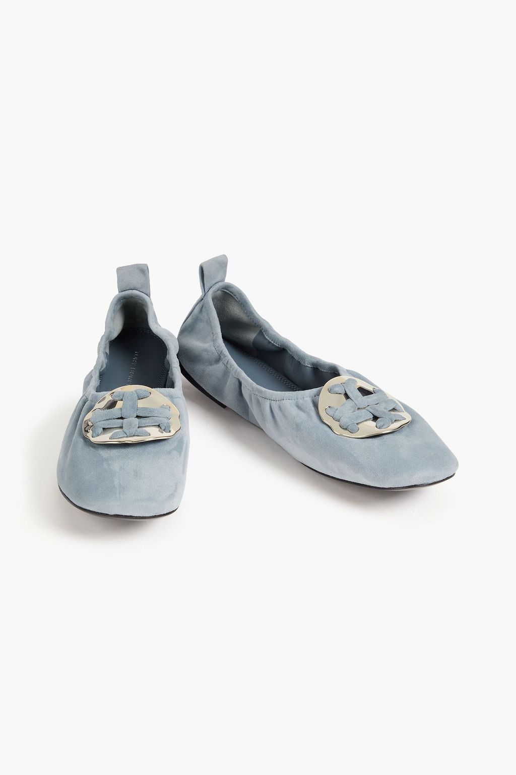 TORY BURCH 장식 디테일 스웨이드 발레리나 플랫