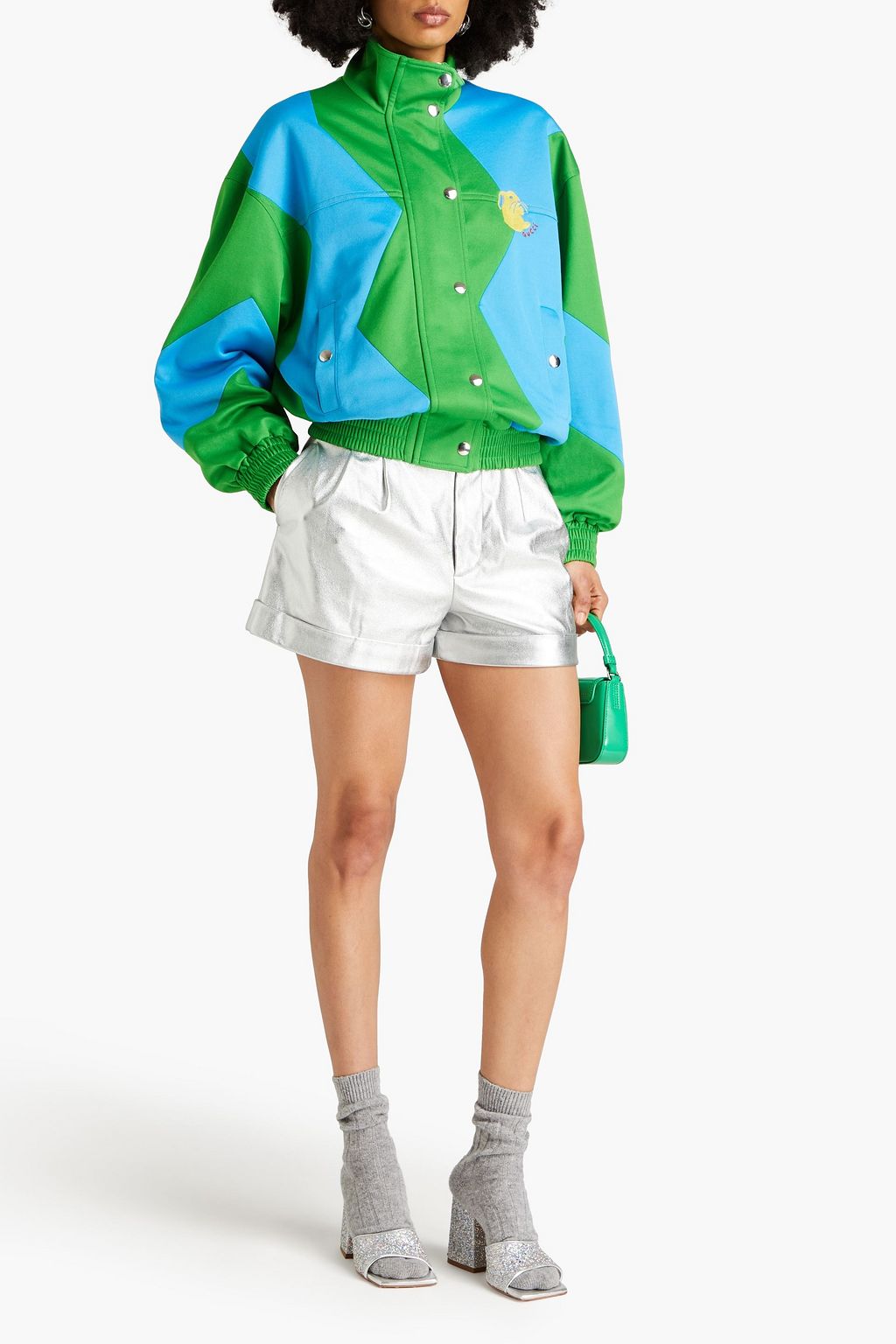 GUCCI Embroidered two-tone piqué track jacket