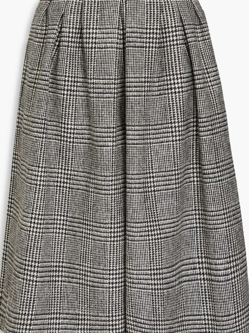 pleated prince of wales checked wool-tweed culottes
