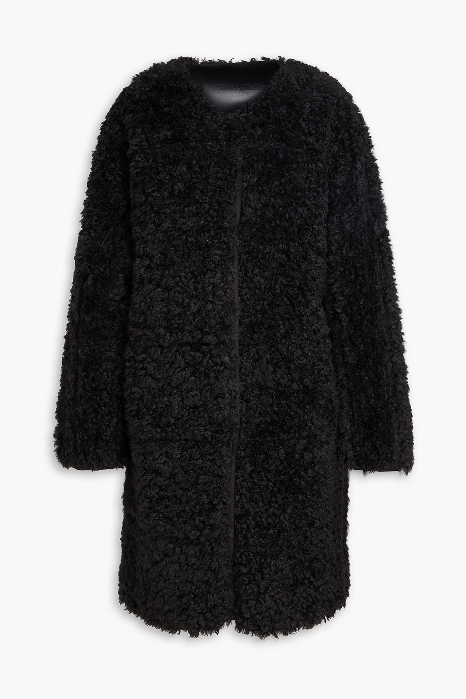 Stand Studio Paola Reversible Faux Shearling Coat In Black