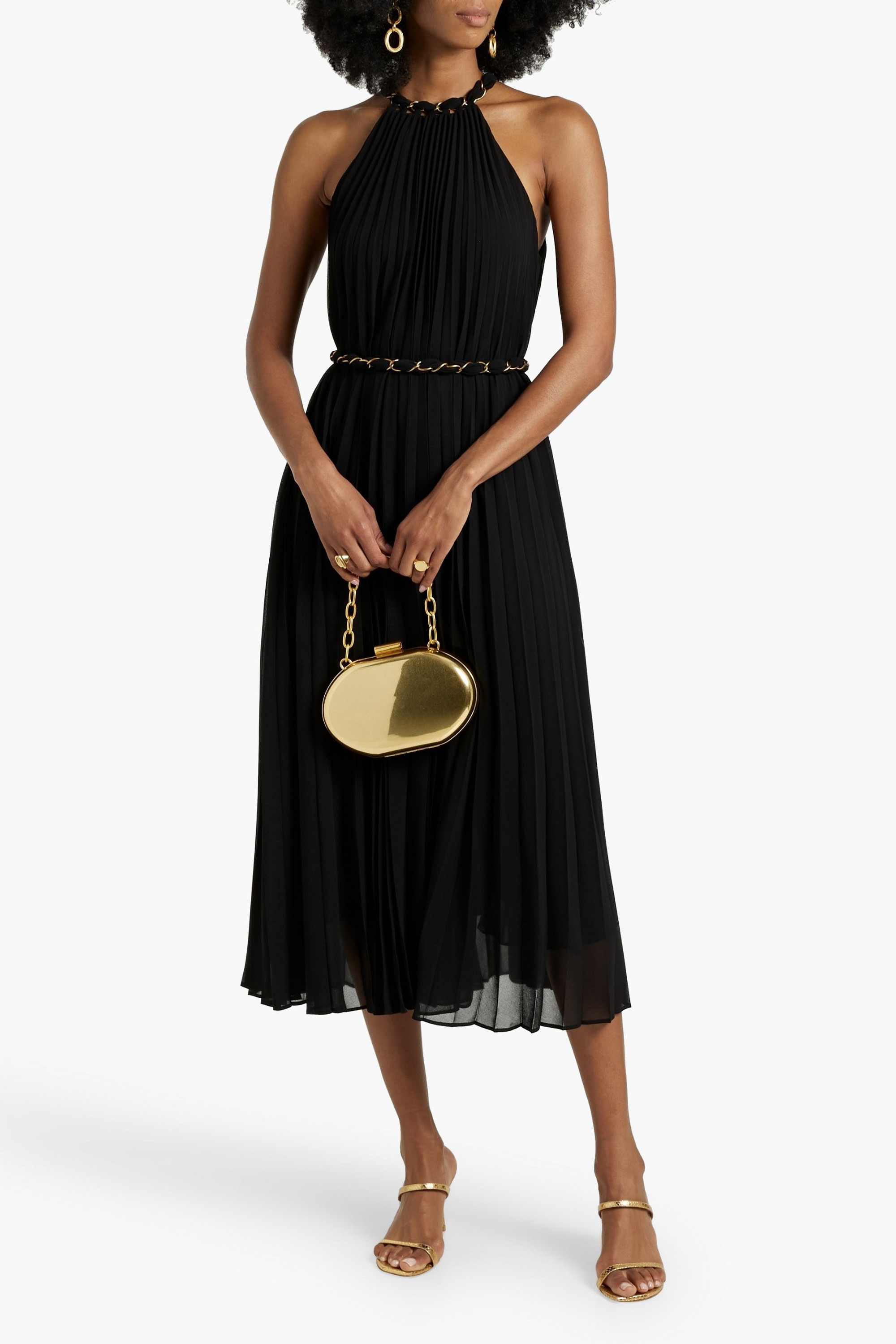 Zimmermann Belted pleated chiffon midi dress
