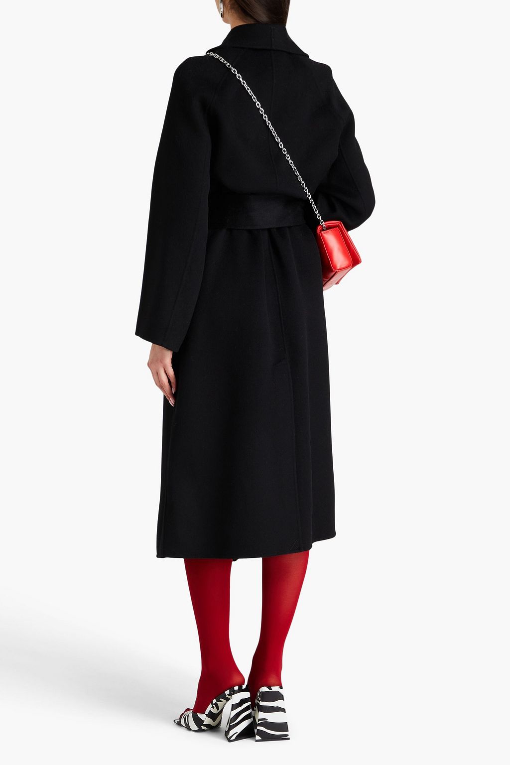 STAND STUDIO Belted brushed wool-blend felt coat