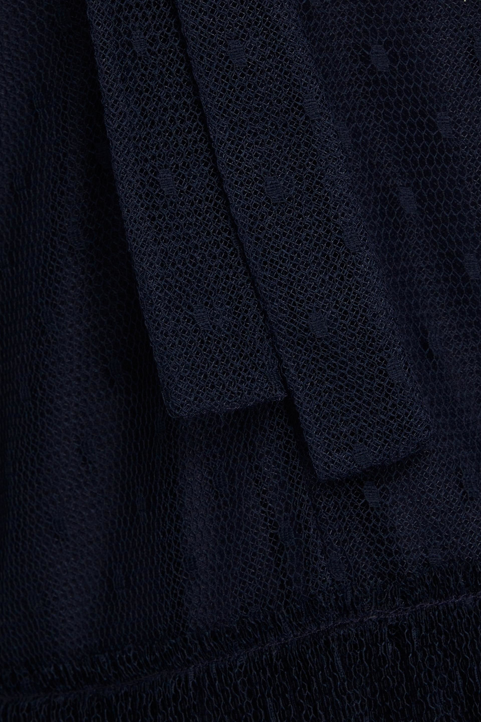 Red Valentino Tiered Ruffled Point D'esprit Midi Dress In Navy