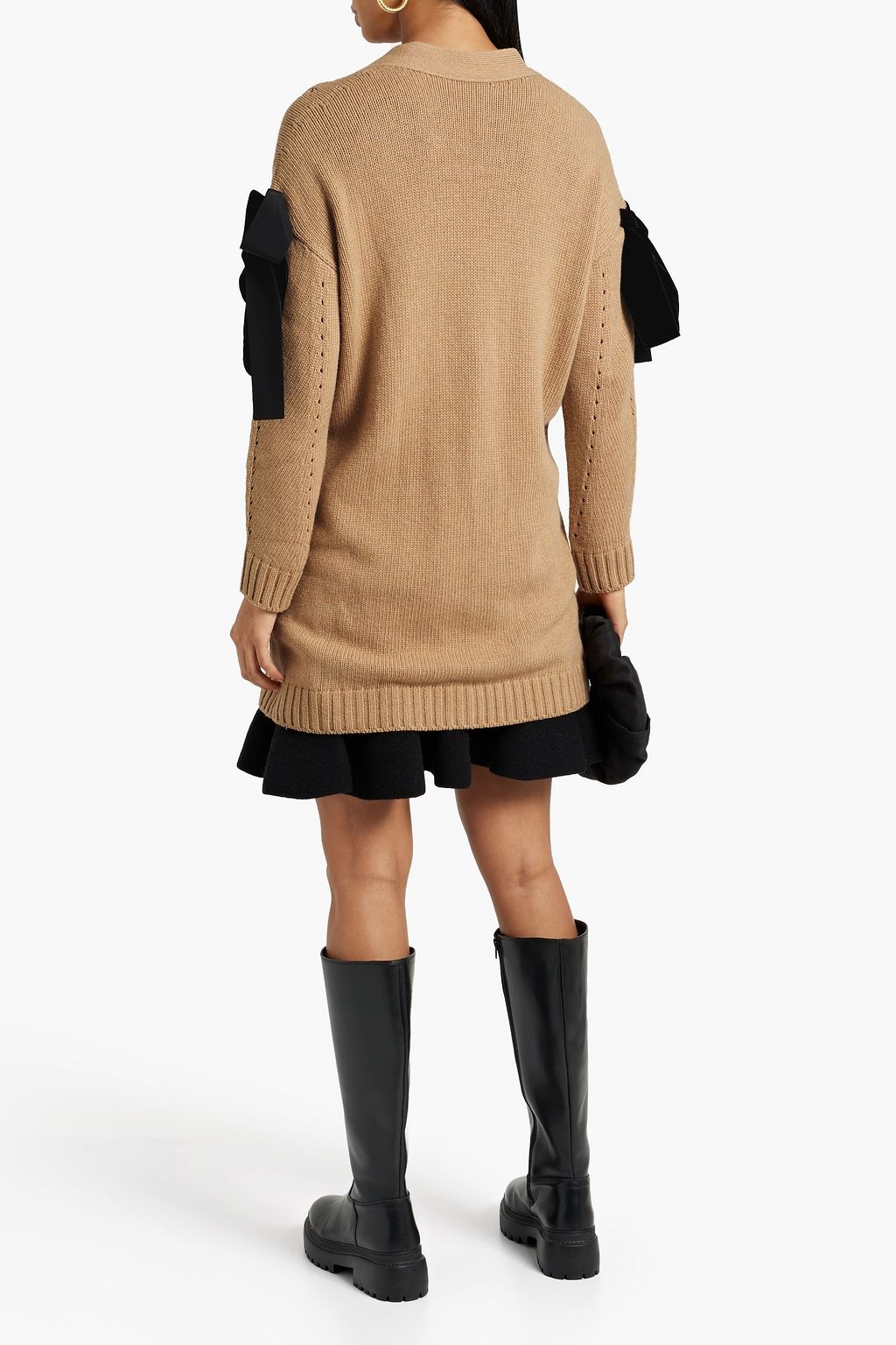 REDVALENTINO Bow-detailed pointelle-knit cardigan