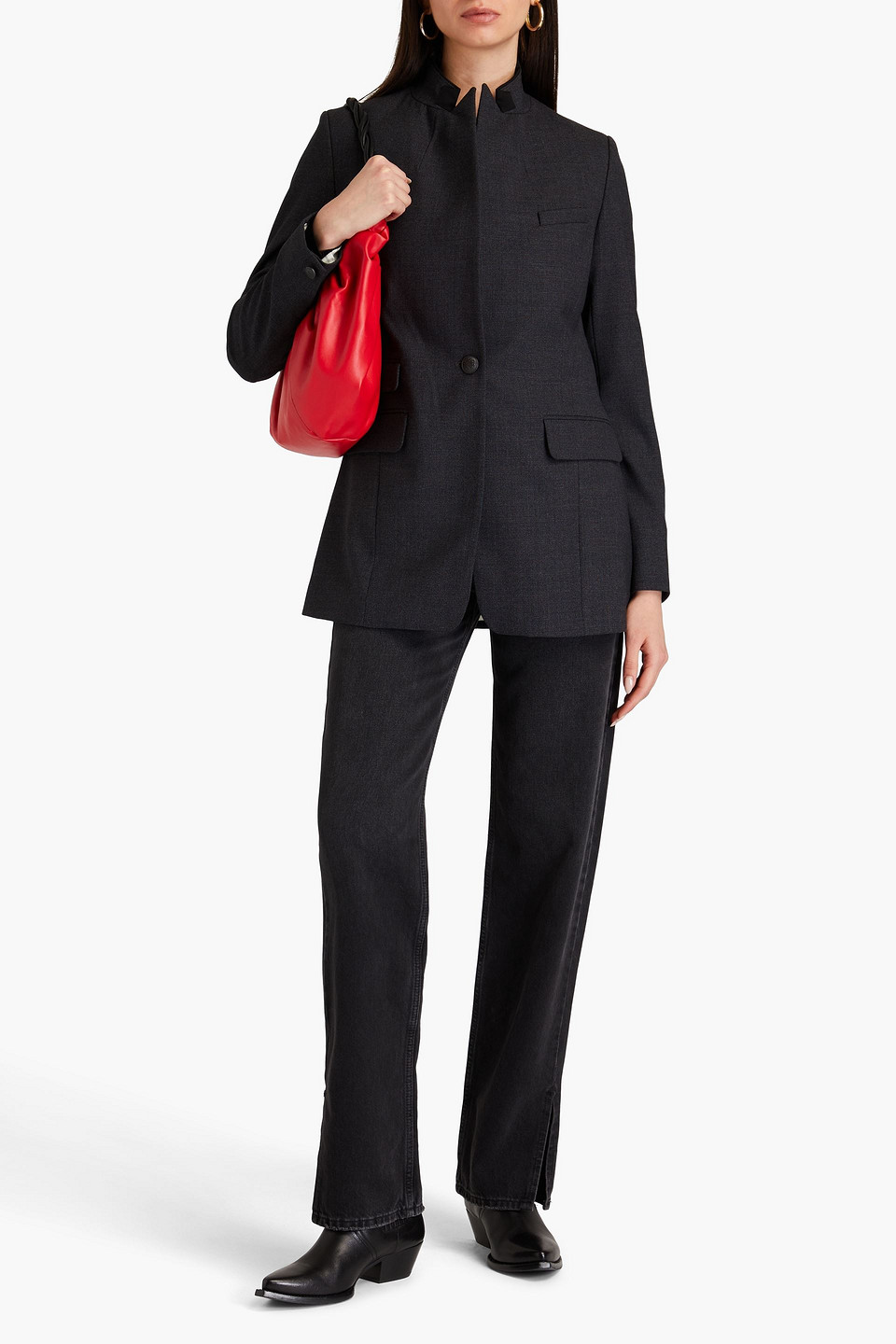 Rag & Bone Wool-crepe Blazer In Dark Gray