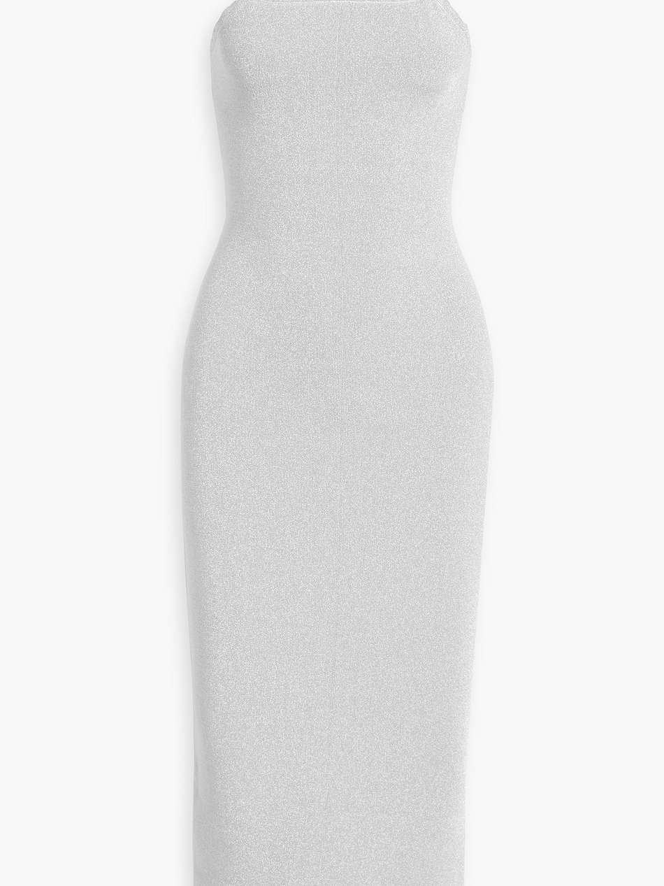 metallic stretch-knit midi dress