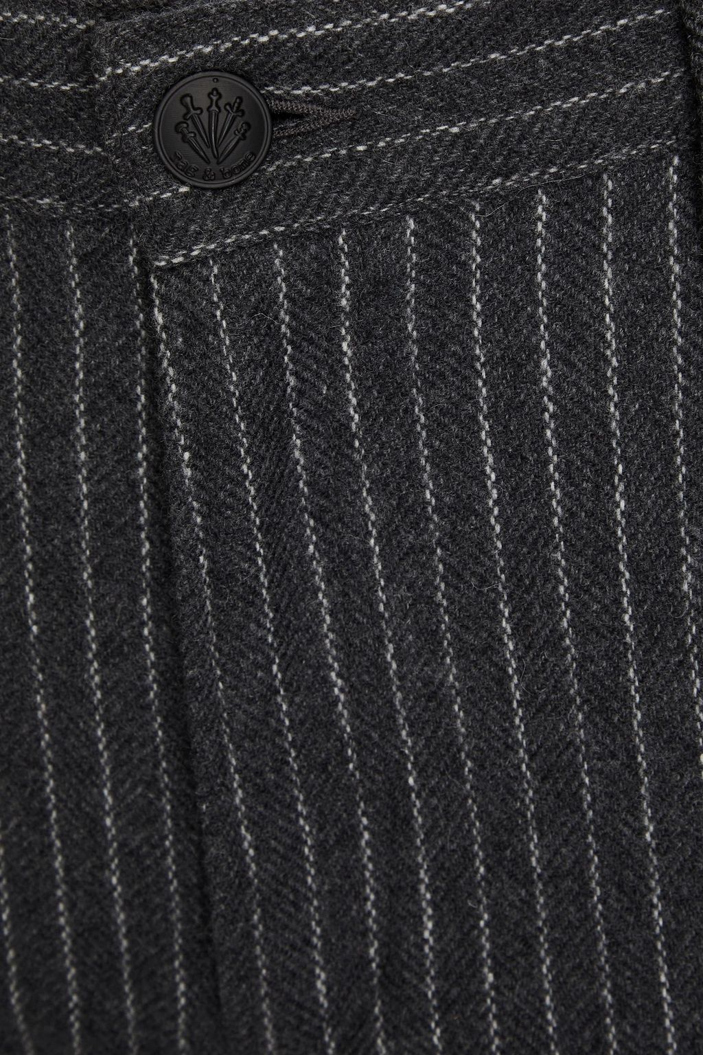 RAG & BONE 핀스트라이프 울 혼방 와이드 레그 팬츠