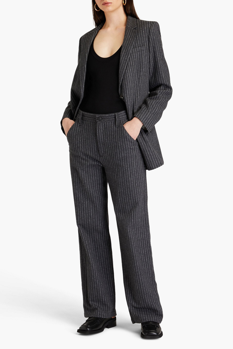 Rag & Bone Pinstriped Wool-blend Tweed Cargo Pants In Dark Gray